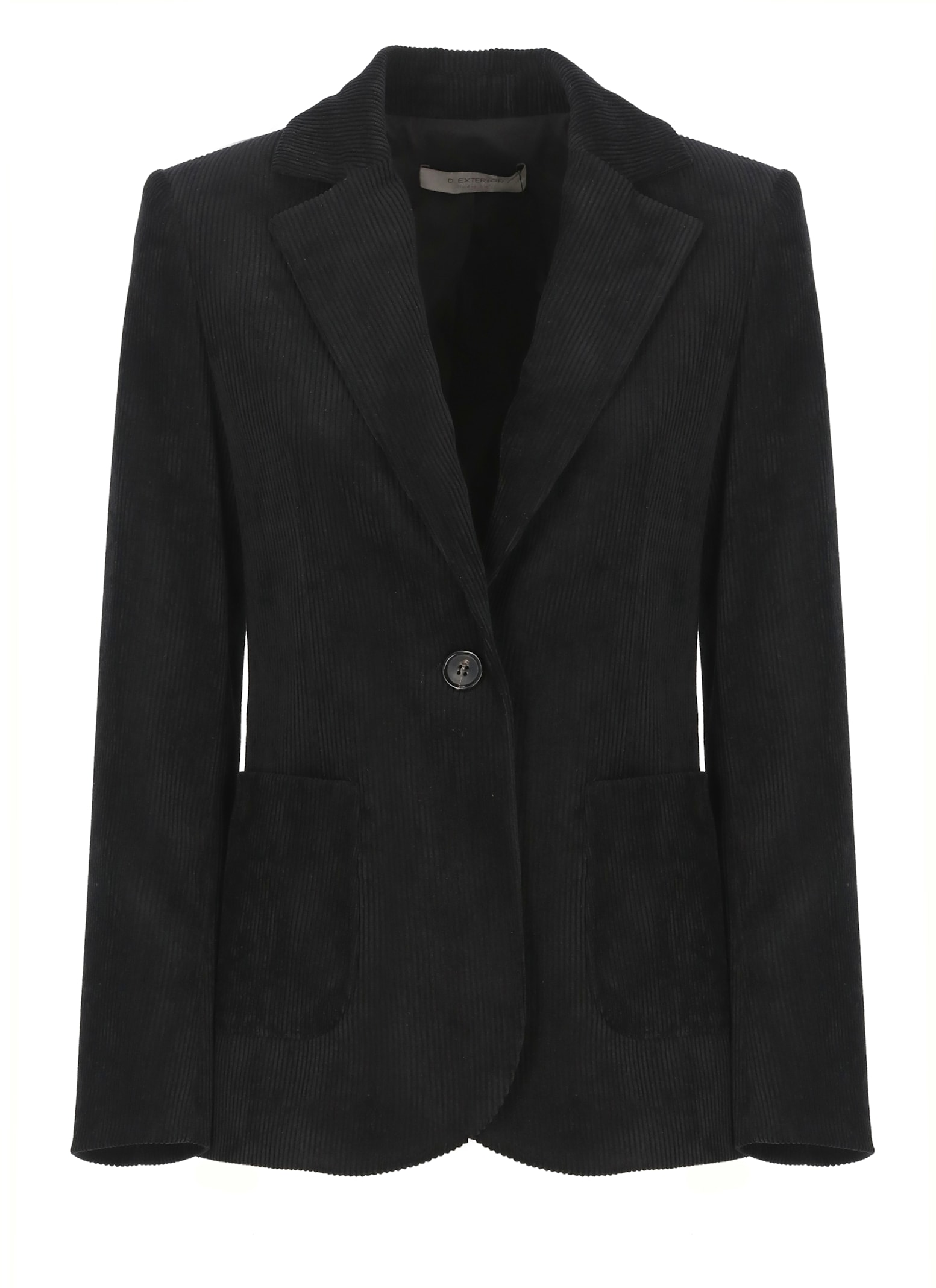D Exterior Corduroy Welt-pocket Blazer In Black