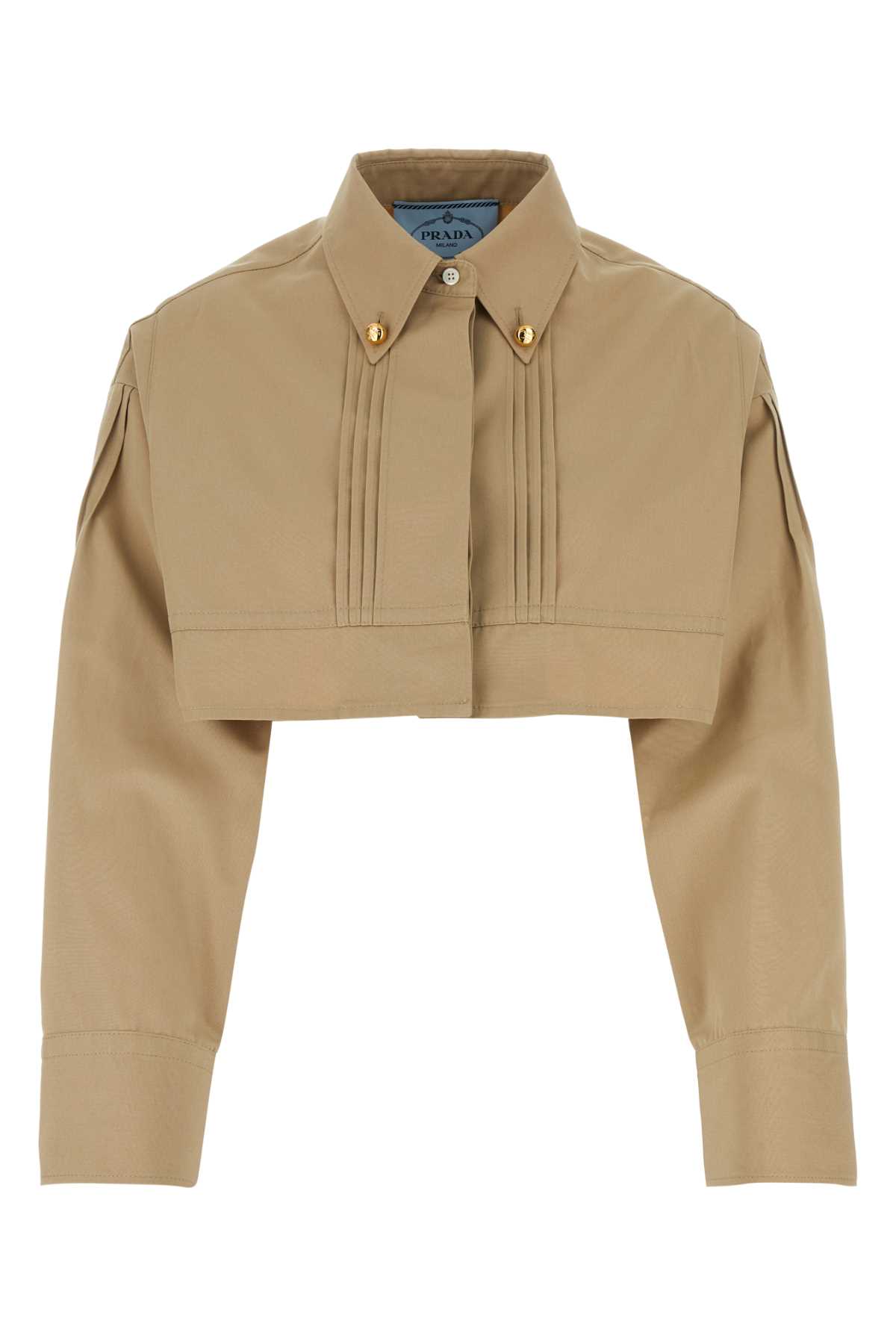 Shop Prada Beige Poplin Shirt In Corda