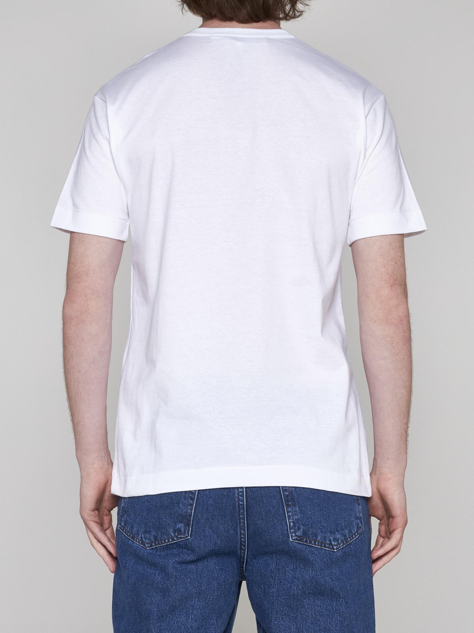 Shop Comme Des Garçons Play Heart Print Cotton T-shirt In White