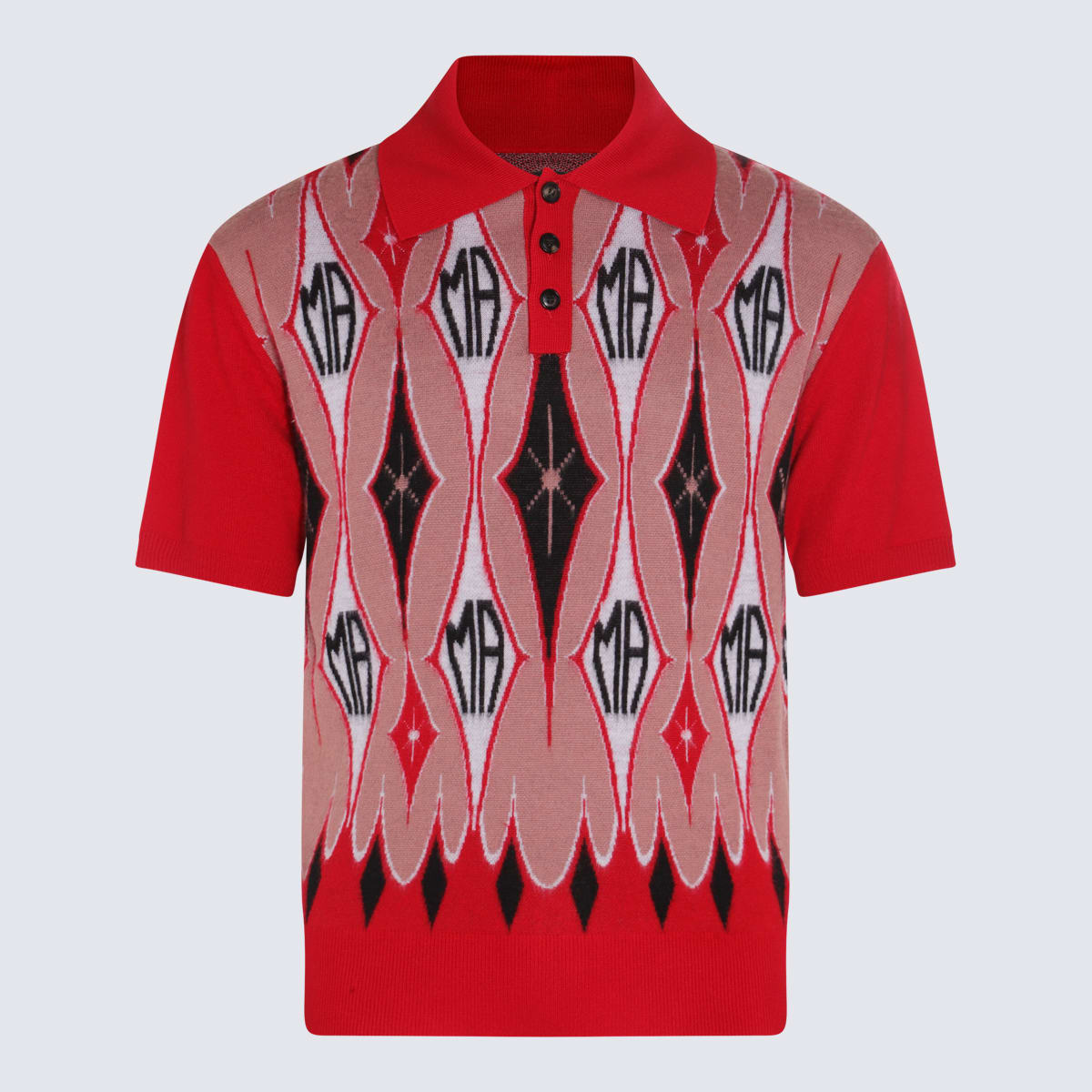 Shop Amiri Red Mohair Polo Shirt