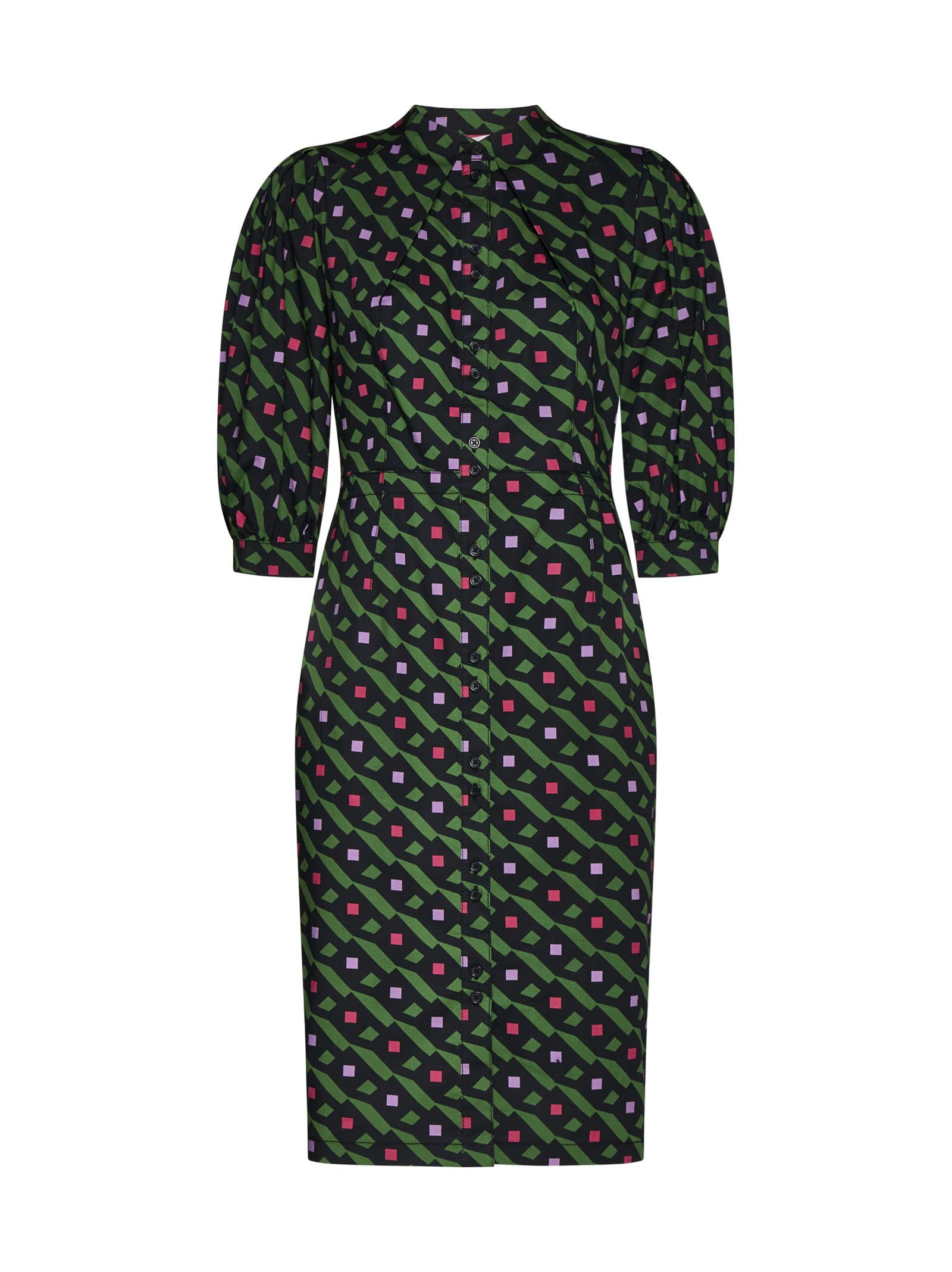 Shop Diane Von Furstenberg Dress In Diamaond Cubes Venus Gn Med