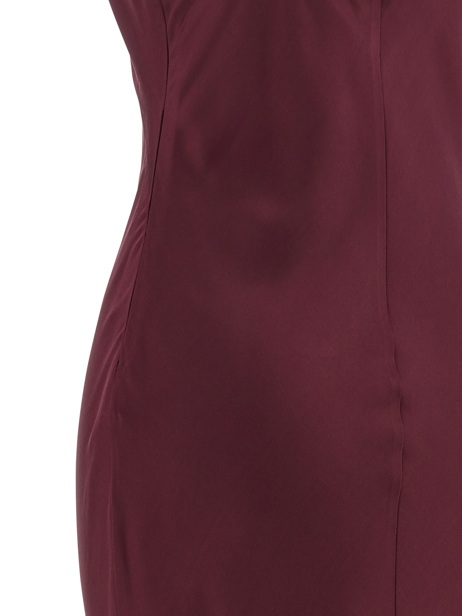 Twinset Satin Slip Dress With Lace Neckline In Burgundy