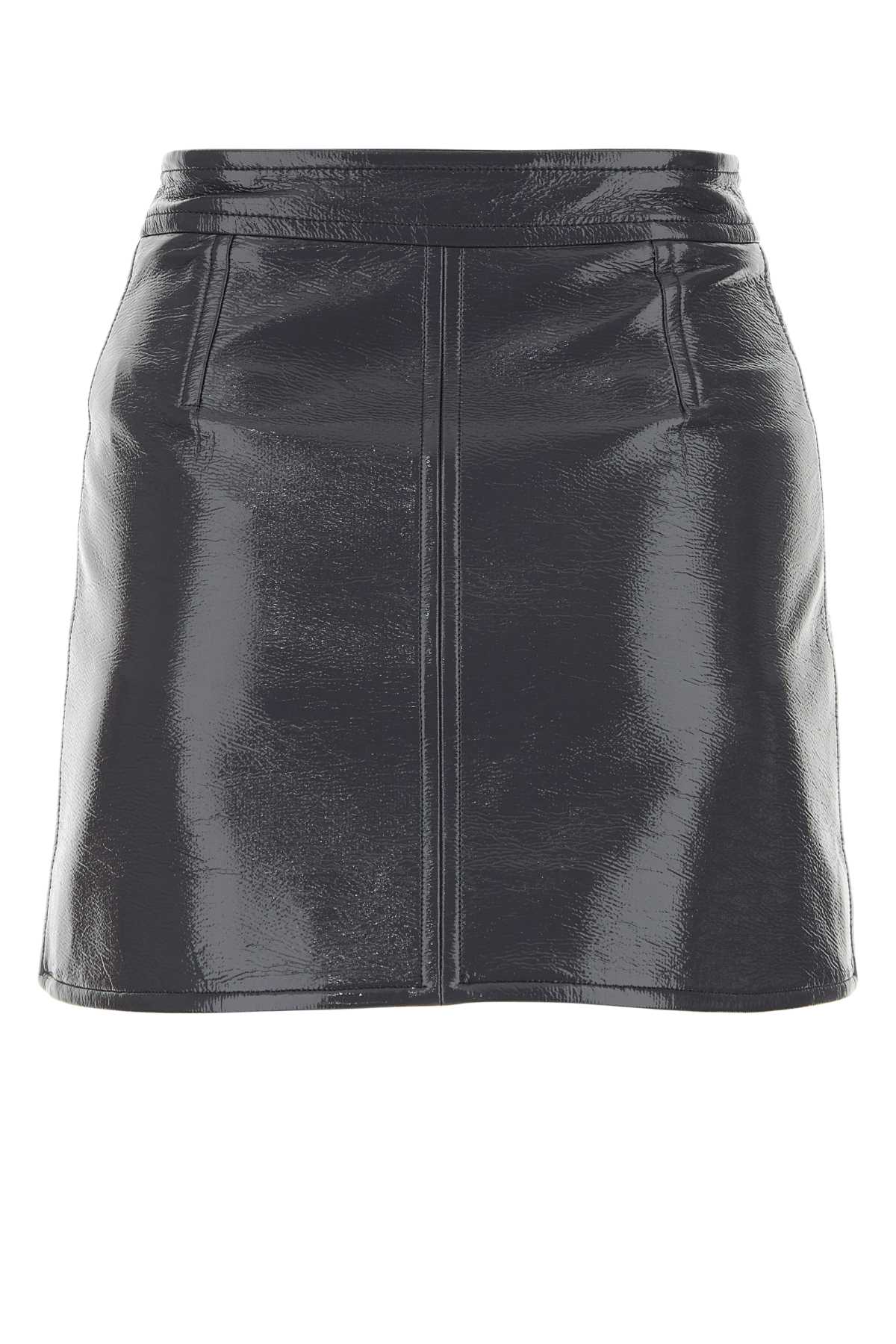 Courrèges Black Vinyl Mini Skirt In Steelgrey