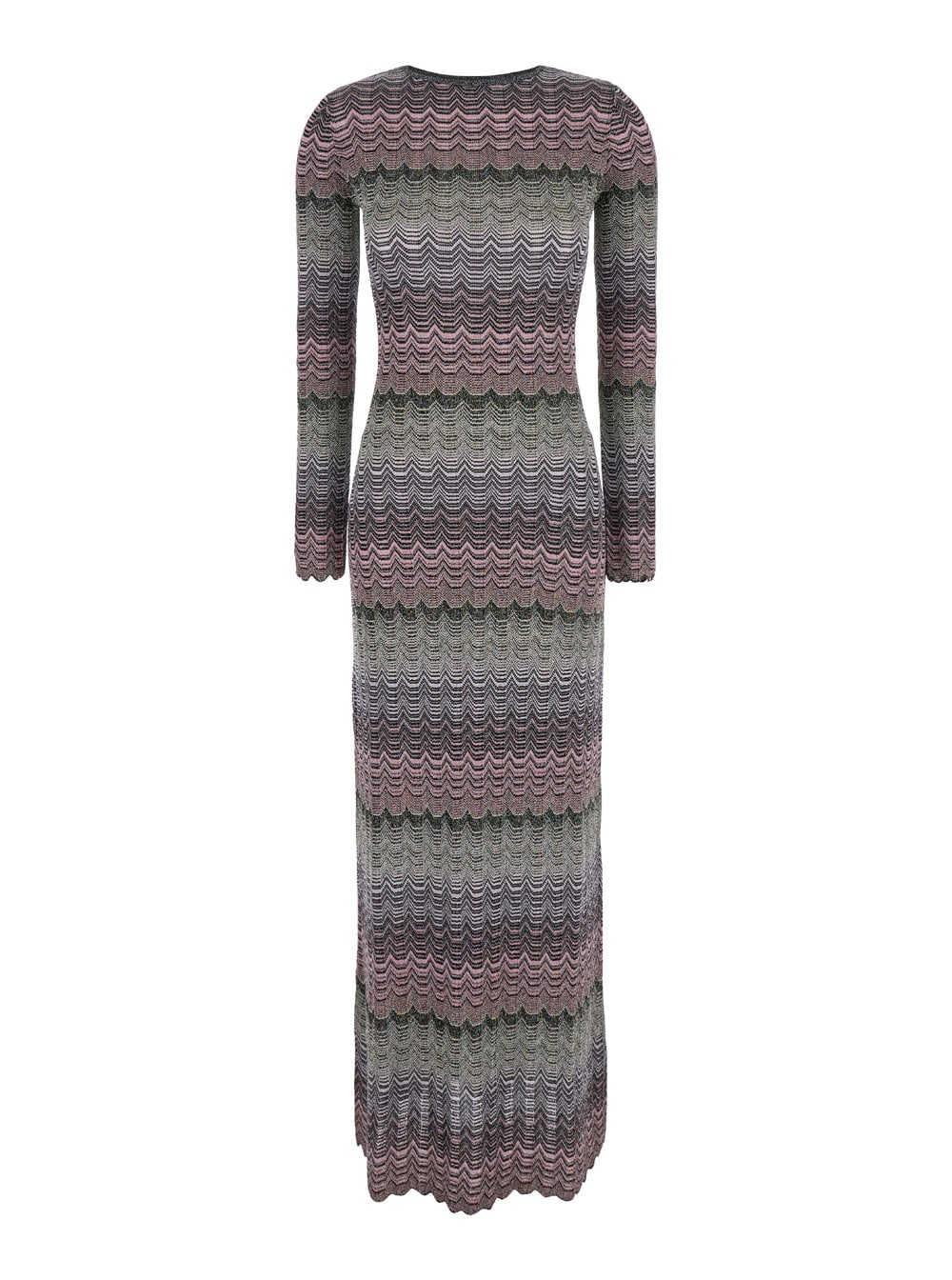 Shop Missoni Multicolor Long Dress With Greek Motif In Lurex Blend Woman