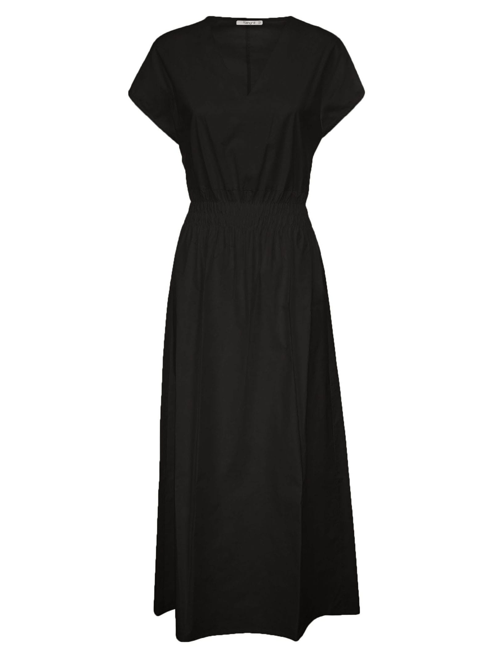 Black Stretch Cotton Long Dress