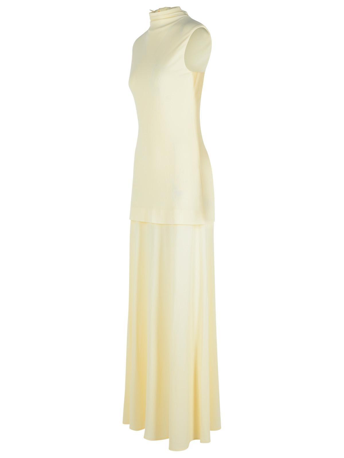 JIL SANDER CREPE SLEEVELESS MAXI DRESS 