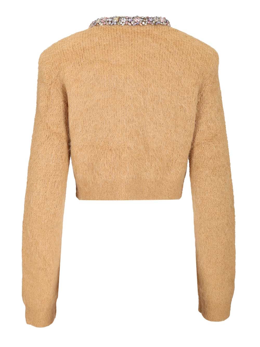 Self-portrait Brown Cardigan With Decorated Trim In Brown