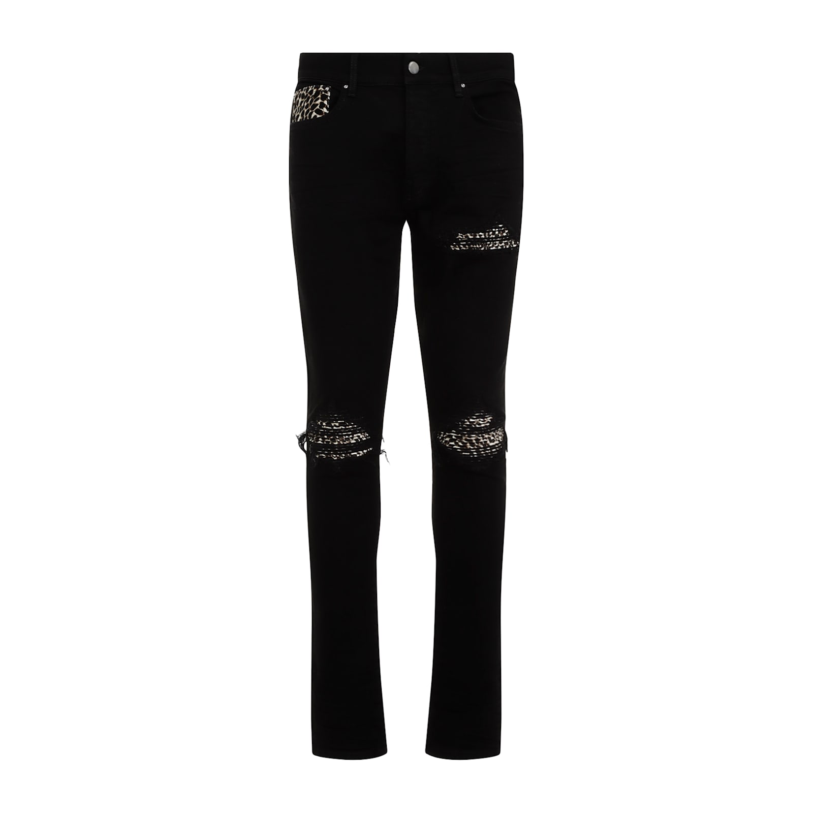 Shop Amiri Leopard Mx1 Jeans In Black Od