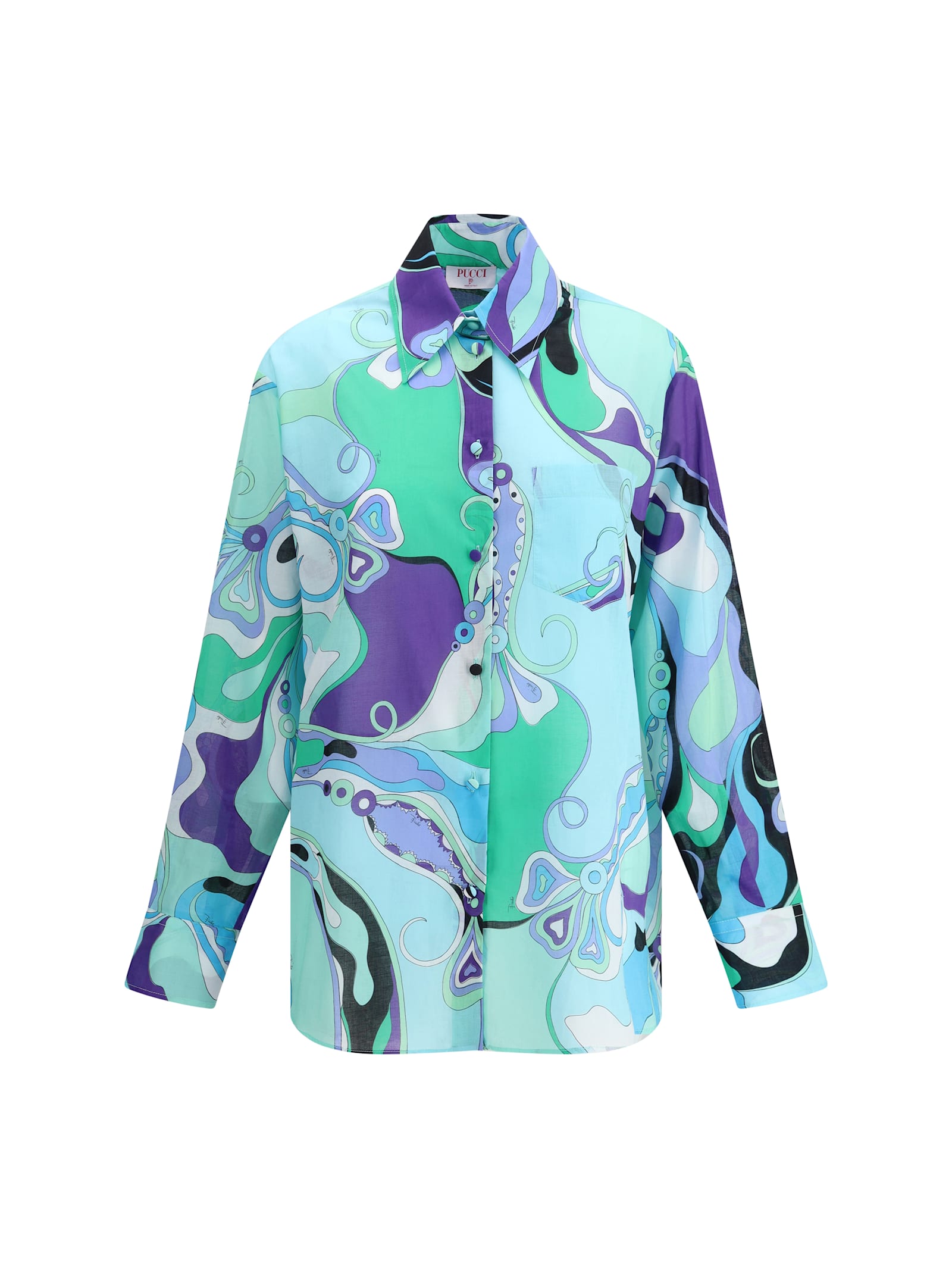 Pucci Pattern-printed Long-sleeved Shirt In Green