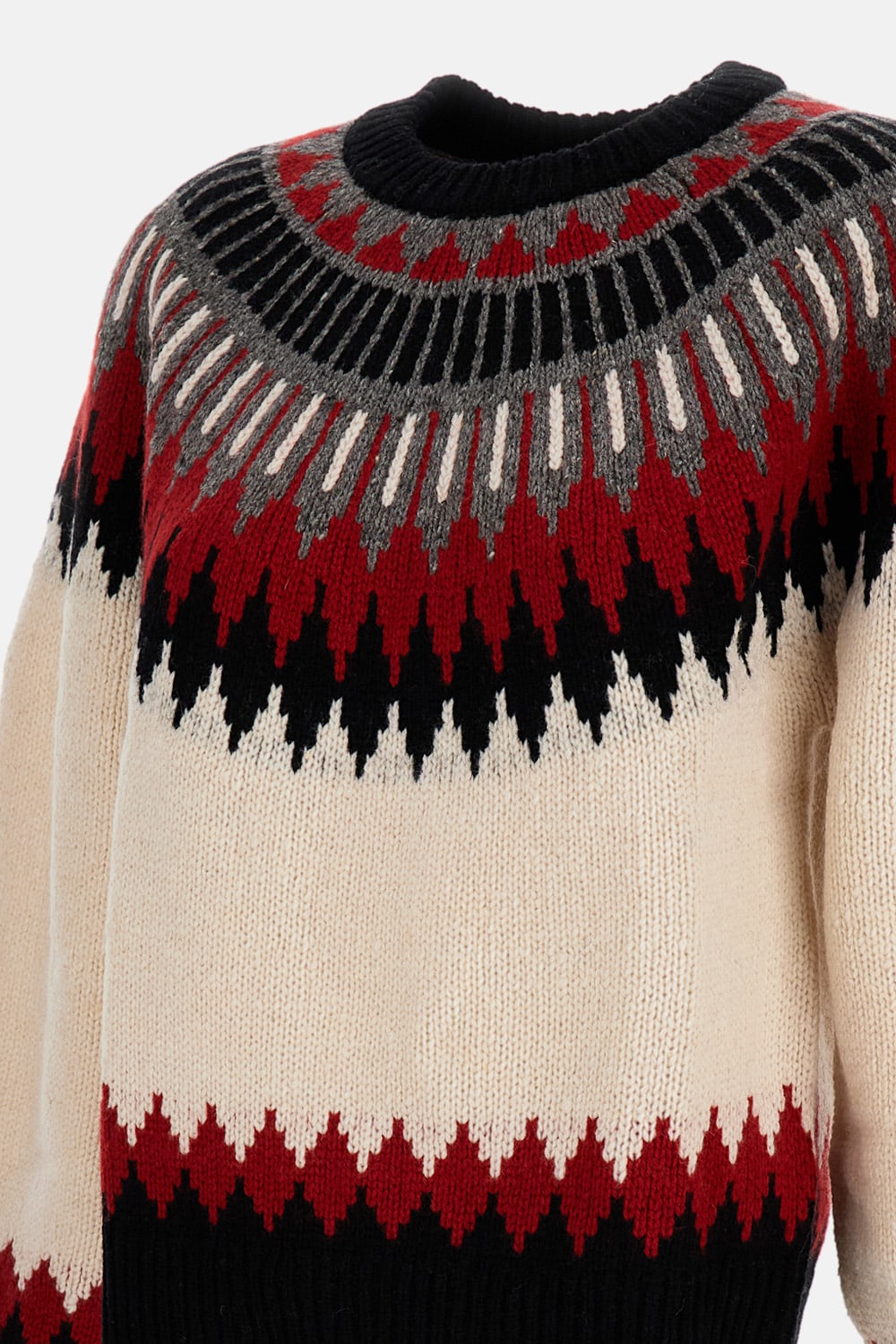 Polo Ralph Lauren Wool Blend Long Sleeve Crew Neck Sweater Authentic Cream Multi In Multi