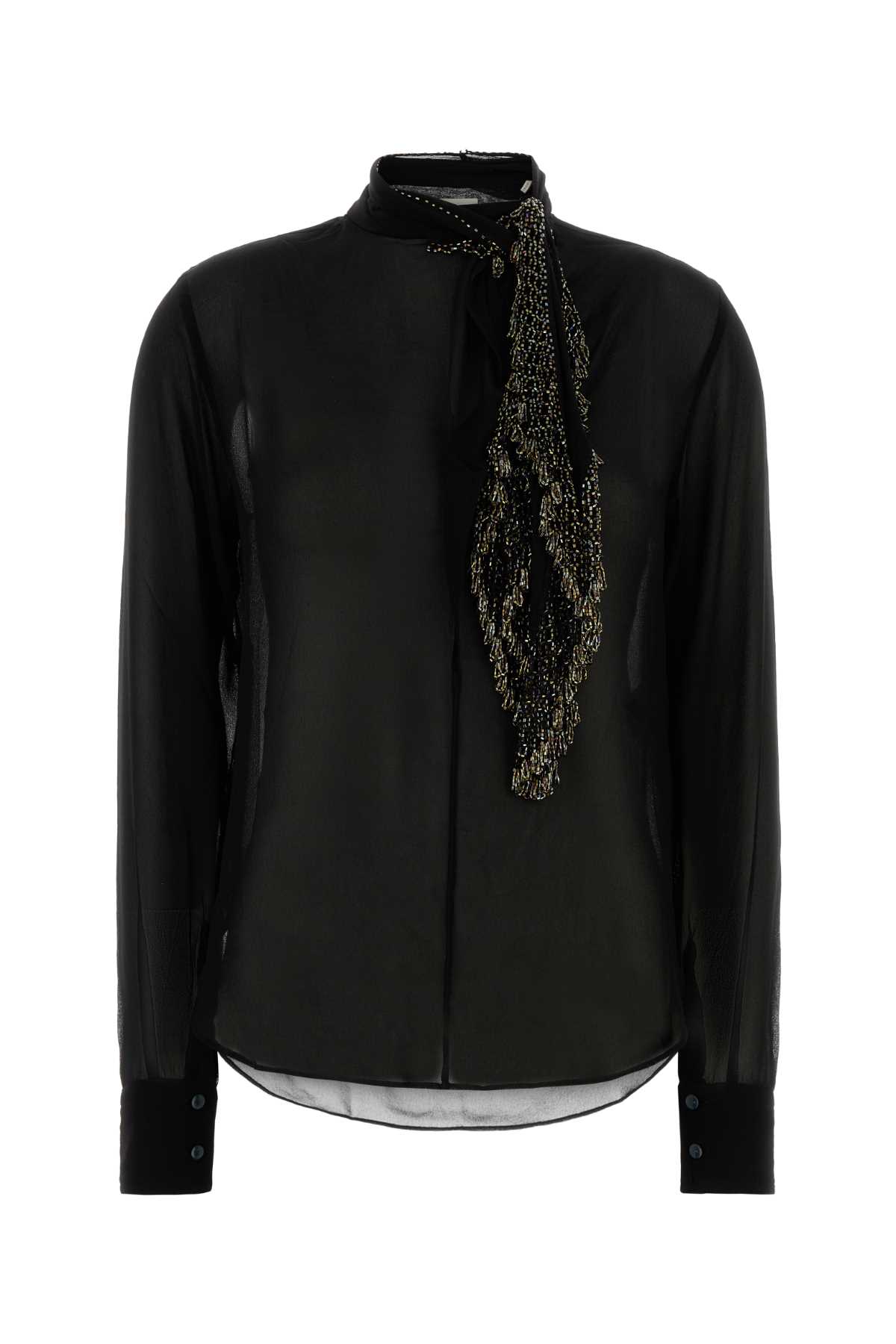 Isabel Marant Elaura Blouse With Scarf Detail And Cuffs In Black
