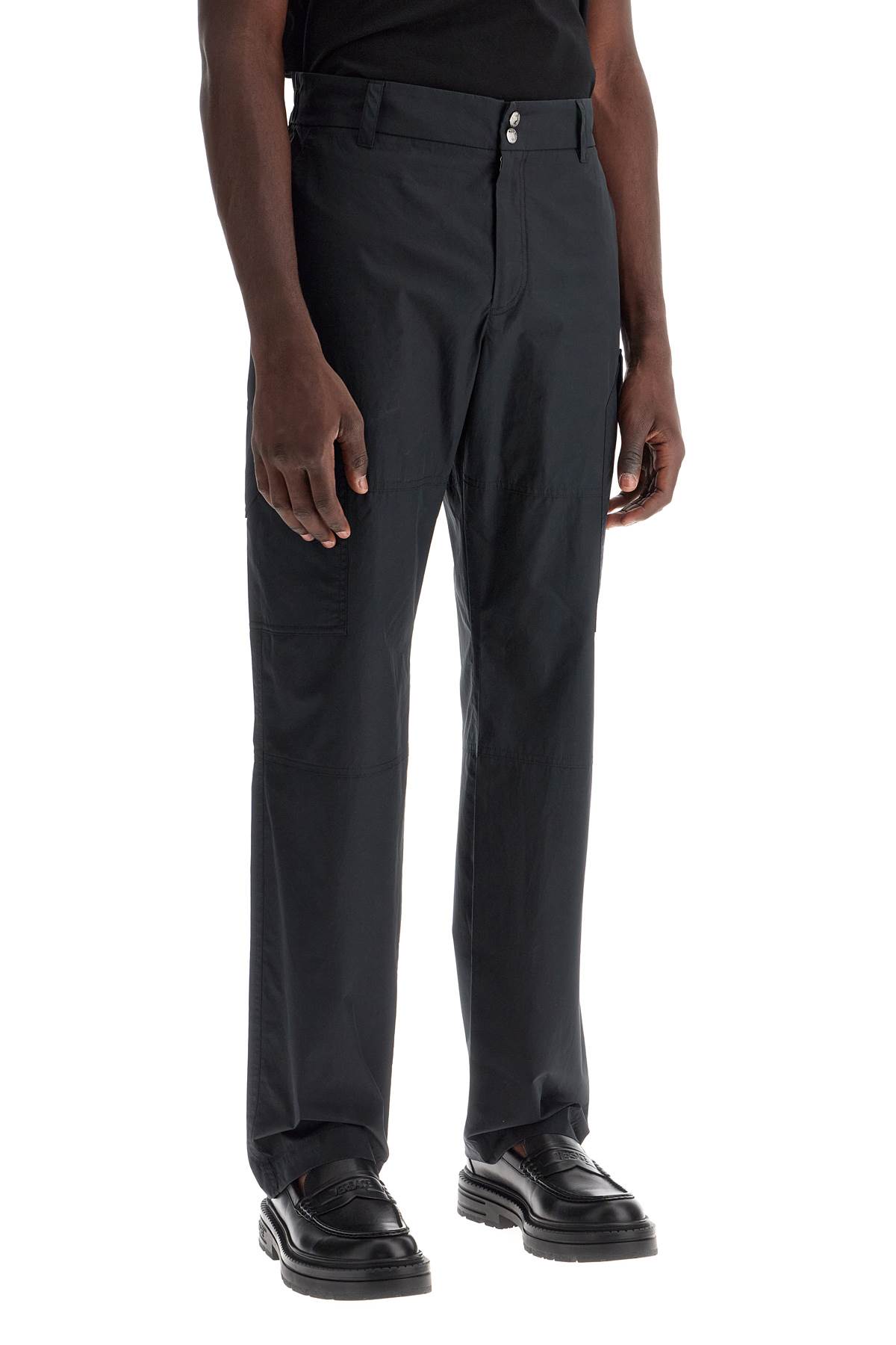 Versace Informal Pant Light Cotton Gabardine Fabric And Stamp Embroidery In Black