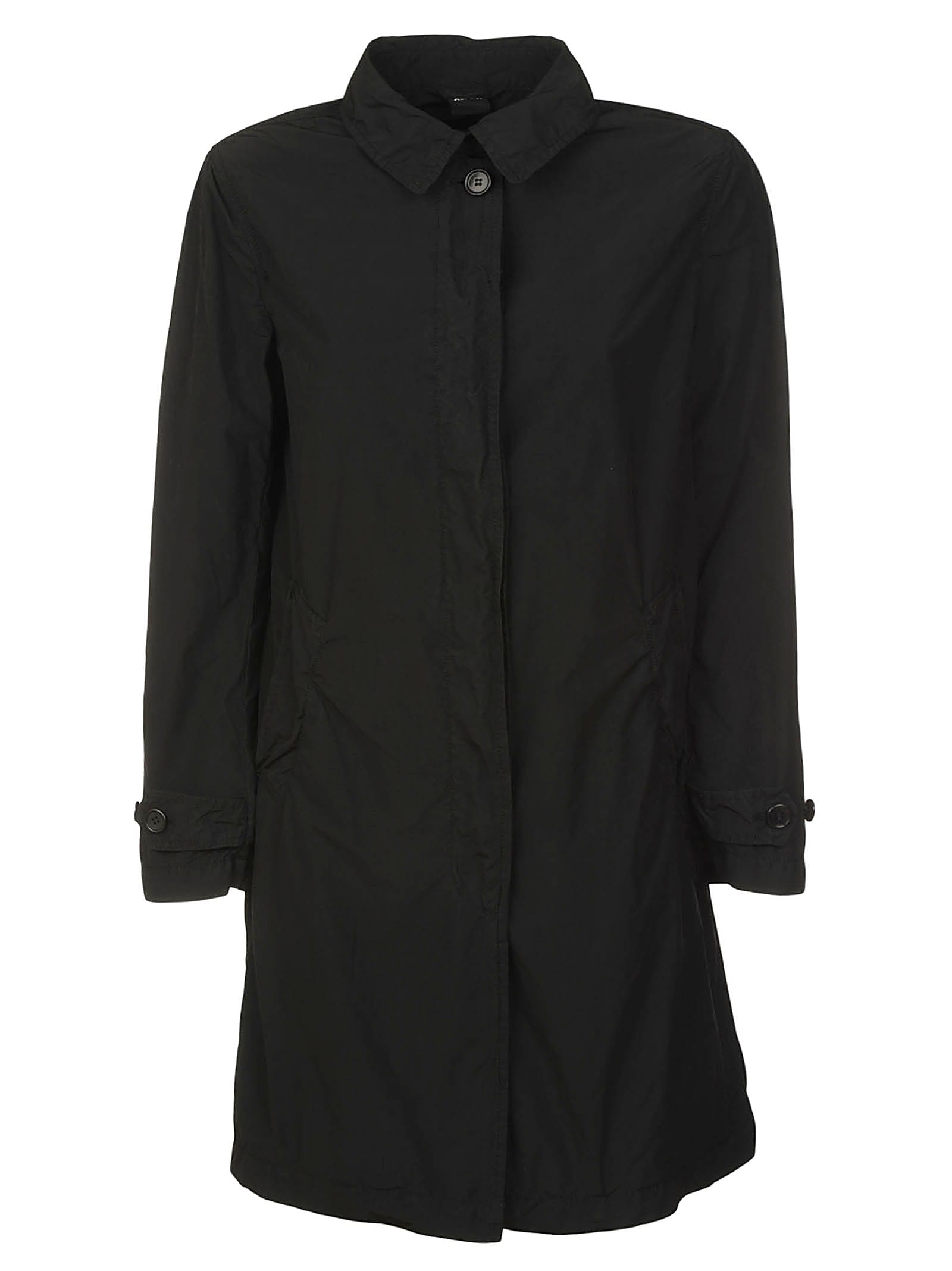 Aspesi Tech Fabric Raincoat In Black