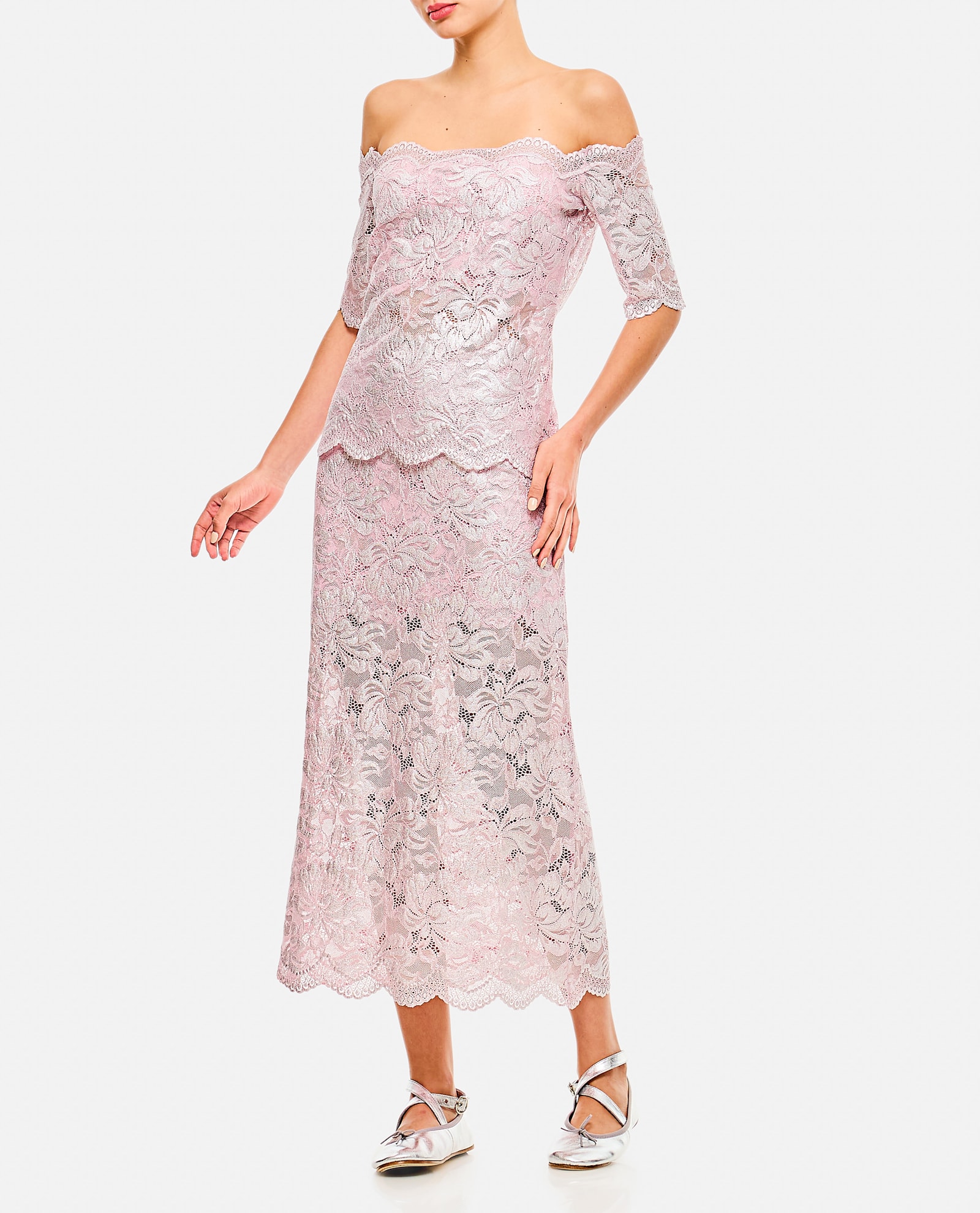 Shop Rabanne Raw Cut Lace Skirt In Pink