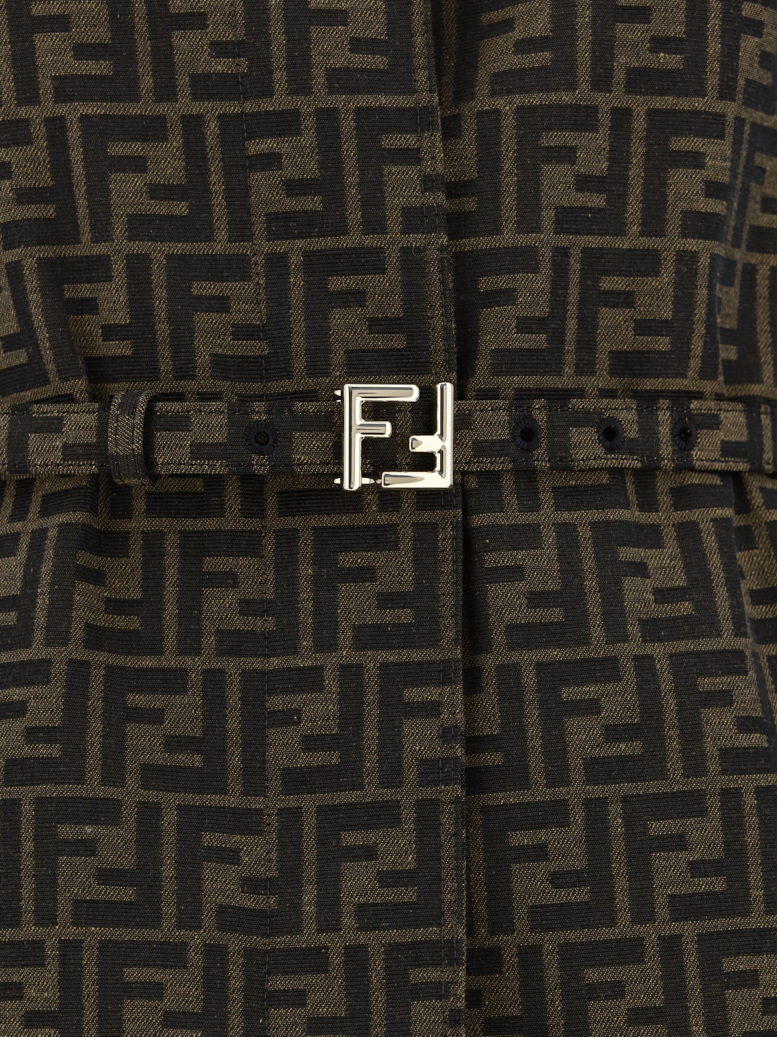 Shop Fendi Ff Coat In Marrone