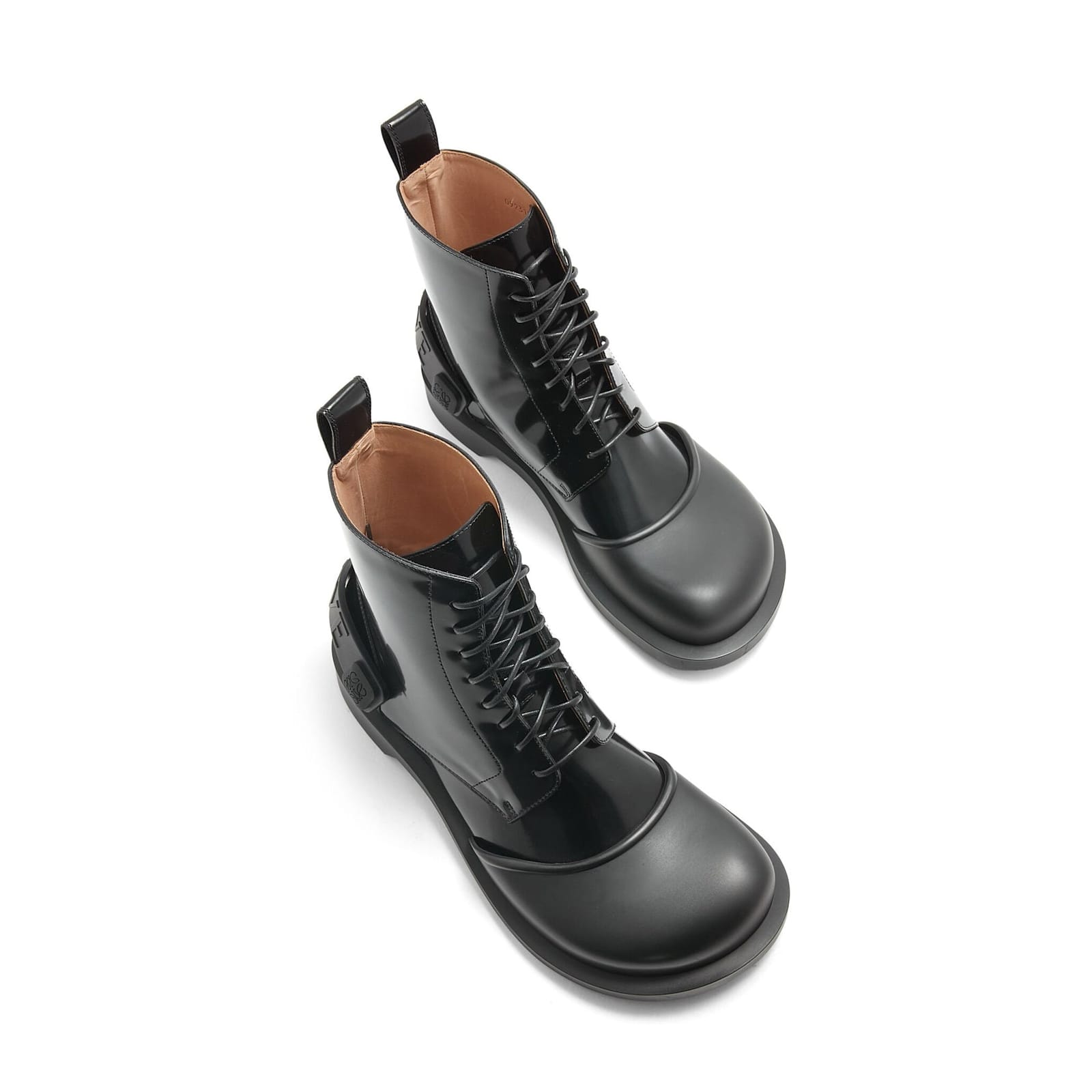 Loewe Campo Lace-up Leather Boots In Black