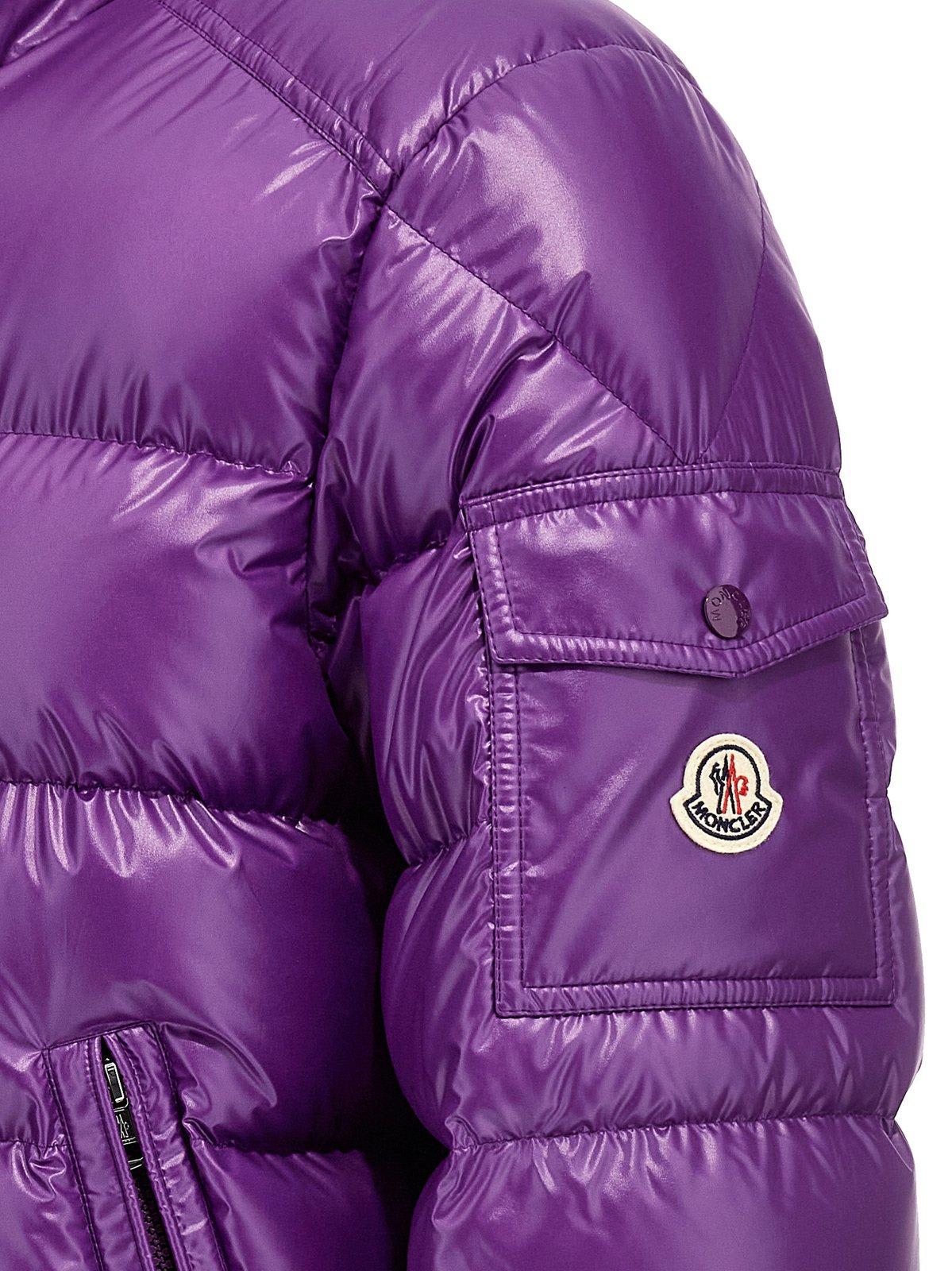 Shop Moncler Lule High Neck Zipup Padded Jacket In Purple