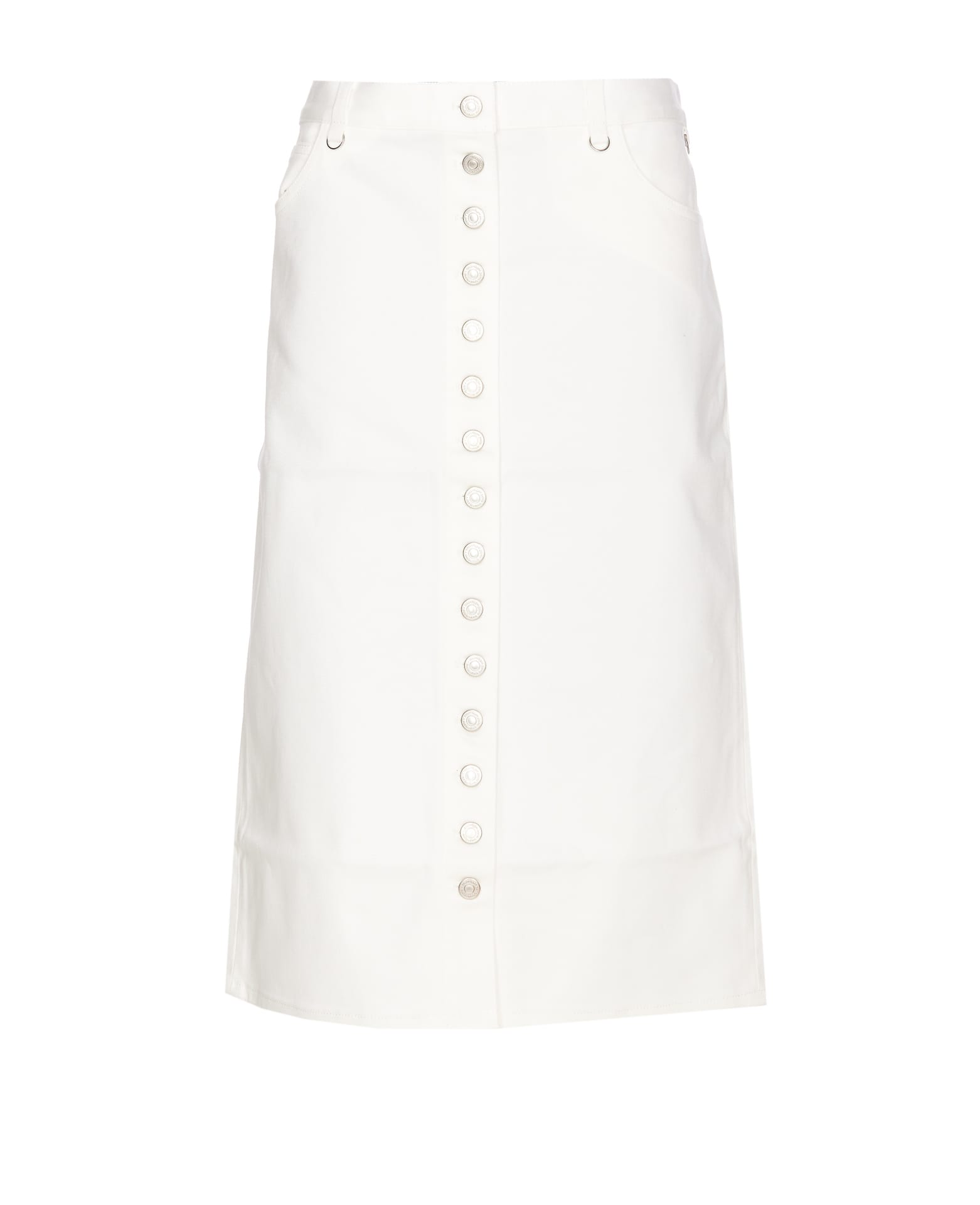 Shop Courrèges Multiflex Denim Skirt In White