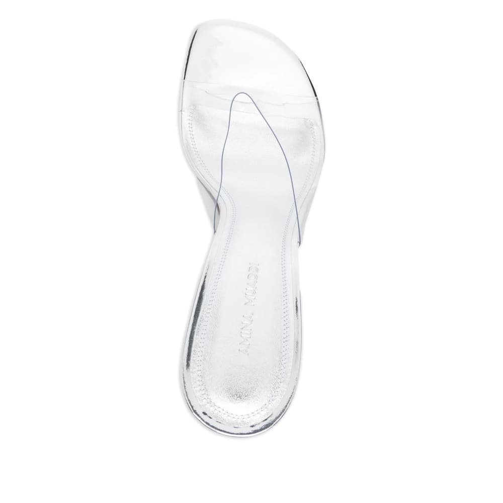 Amina Muaddi Metallic Open-toe Sandals With Sculptural Heel In White