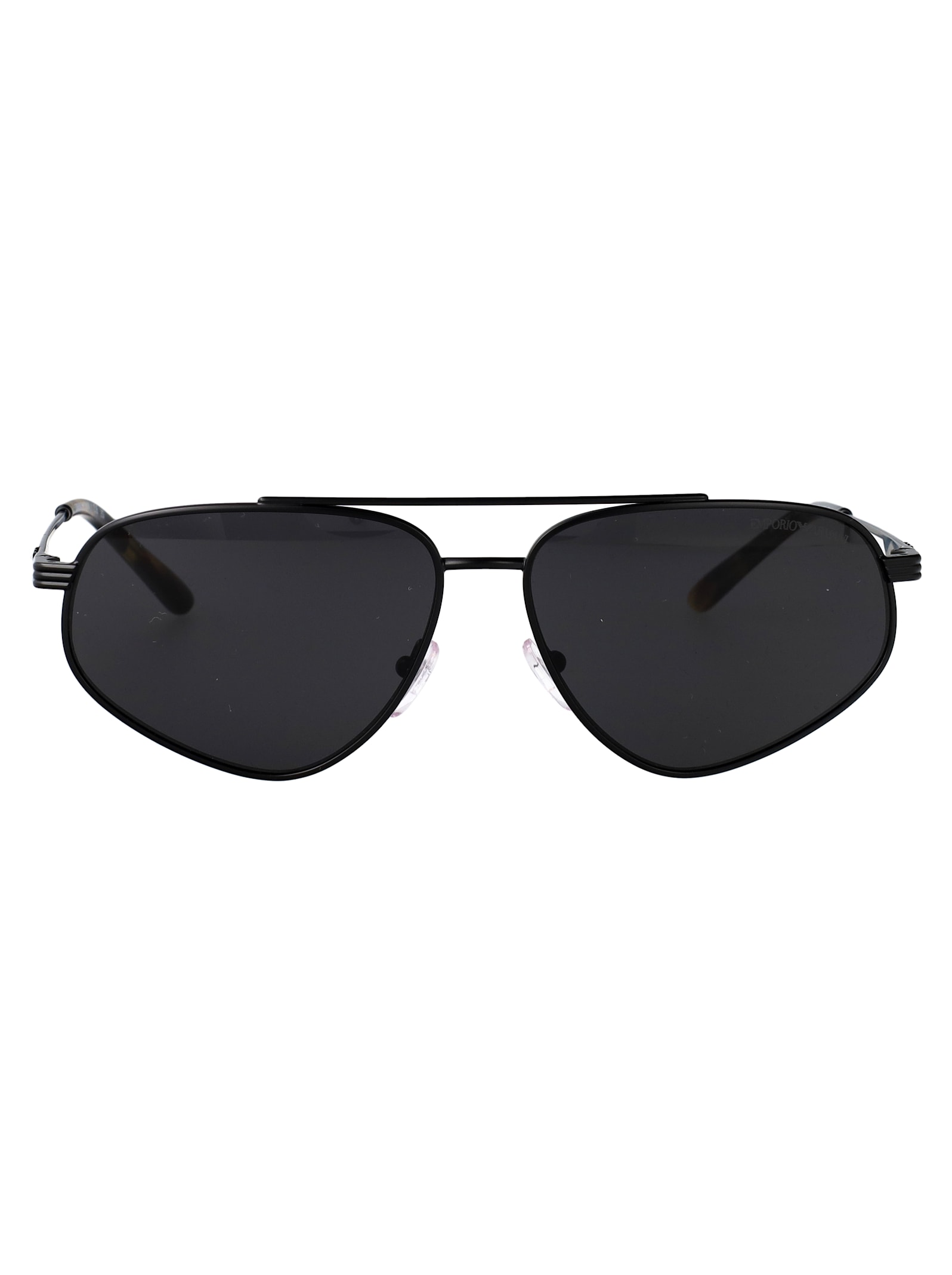 Emporio Armani Nero Opaco Metal Sunglasses In Black