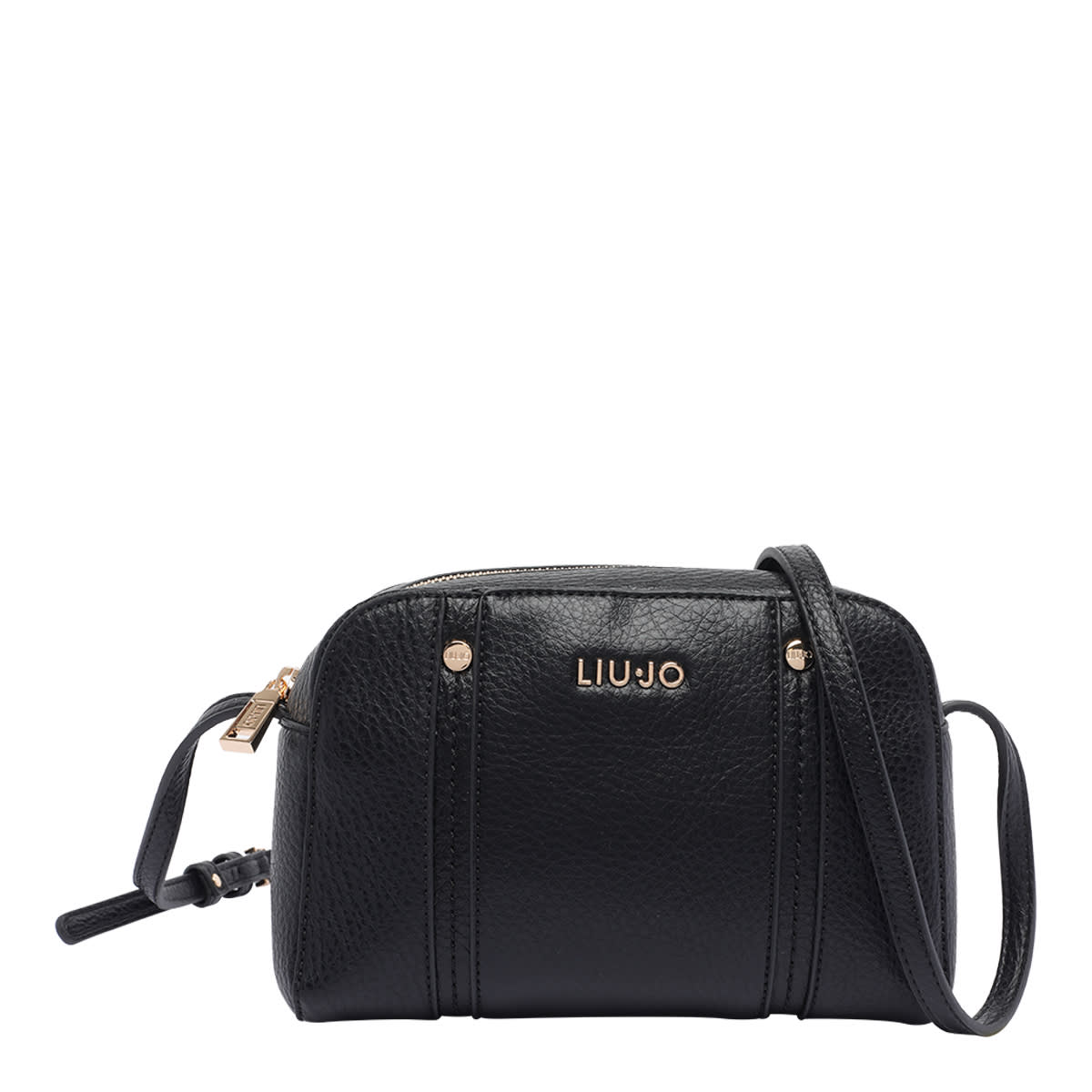 Liu •jo Logo-plaque Zip-closure Shoulder Bag In Black