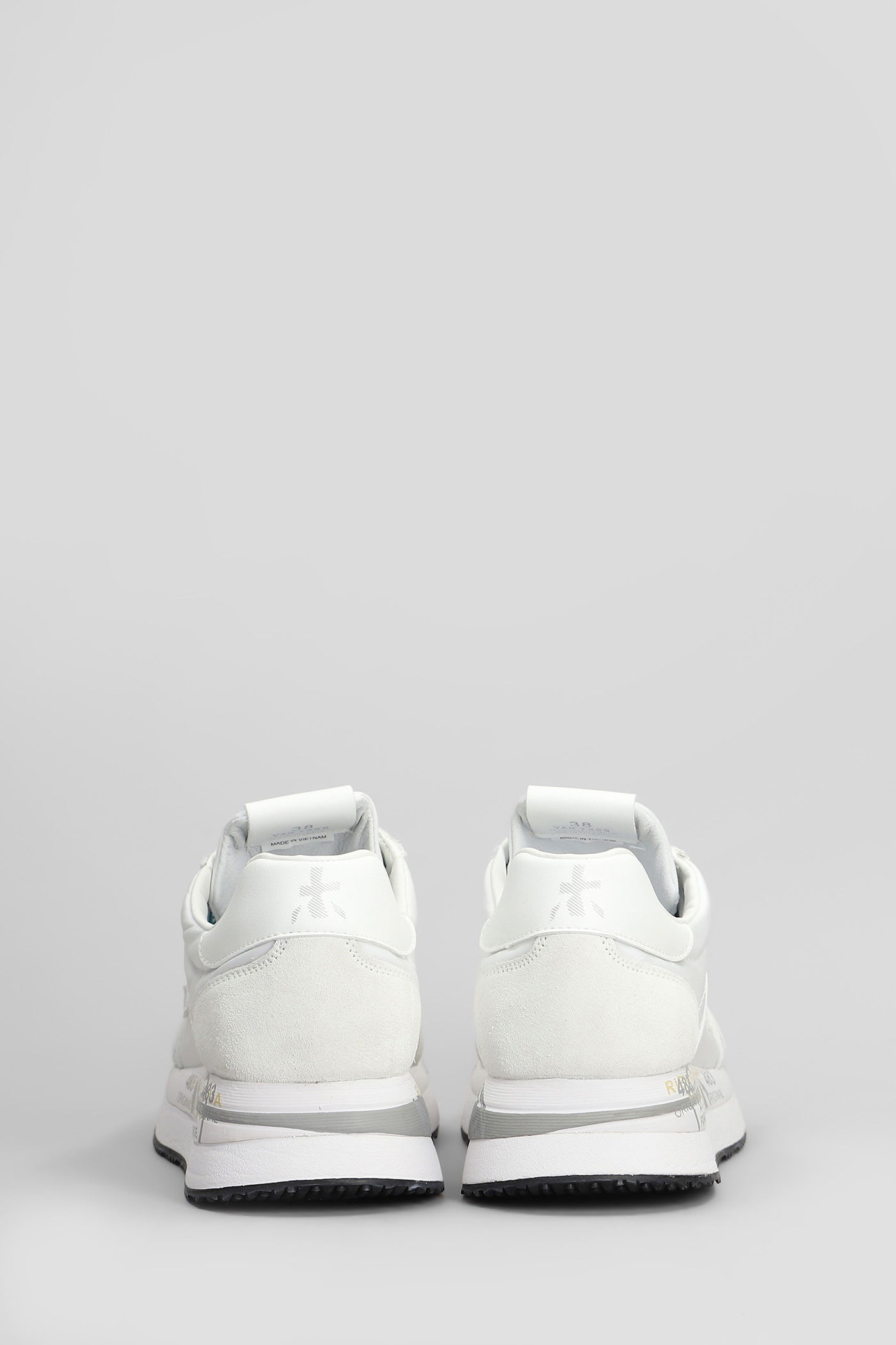 Premiata Conny Sneakers In White Suede And Fabric In White