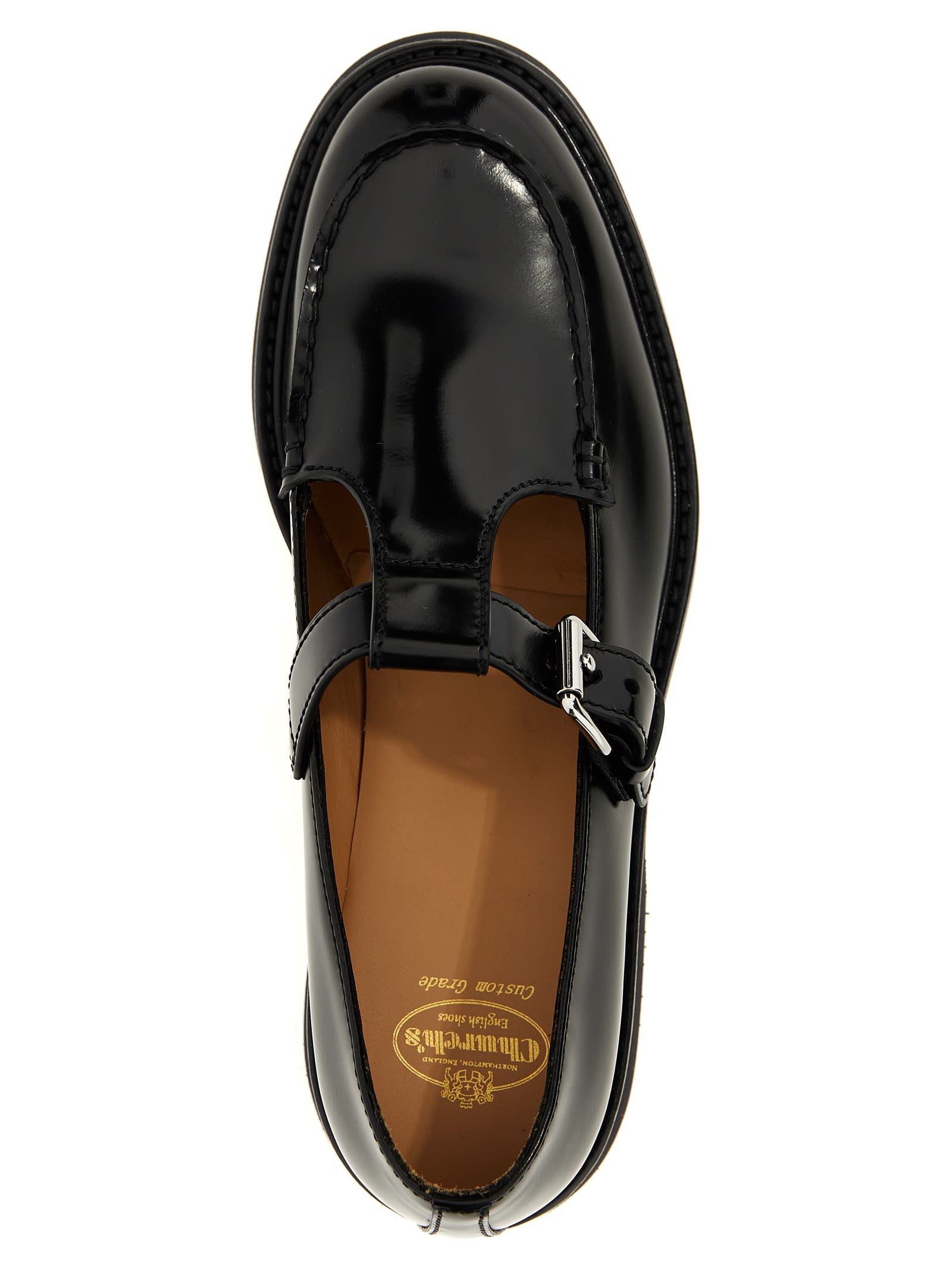 Church's Black Leather Nadine Mock Strap Shoes In Black