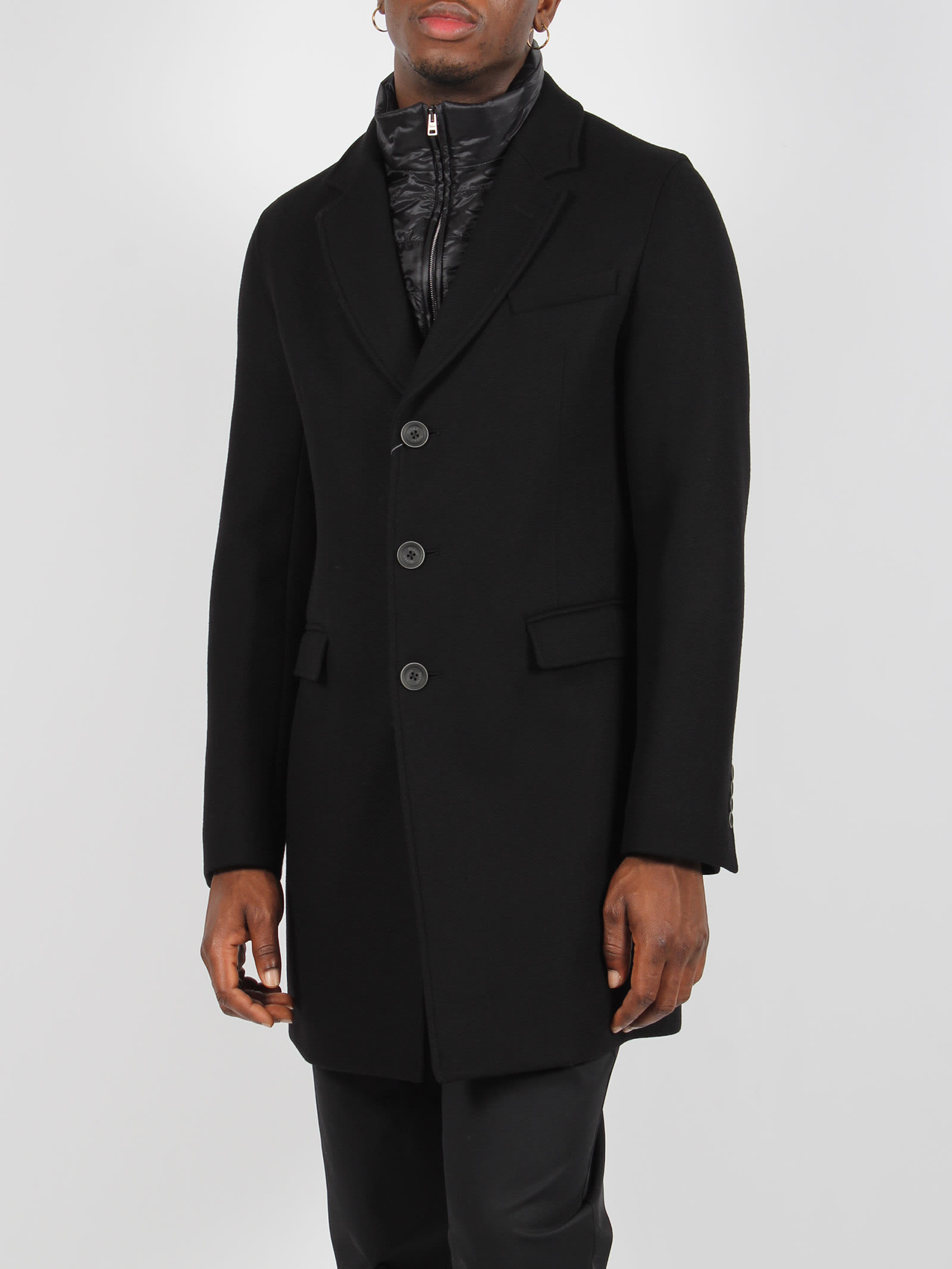 Shop Herno Recycled Wool Coat In Black