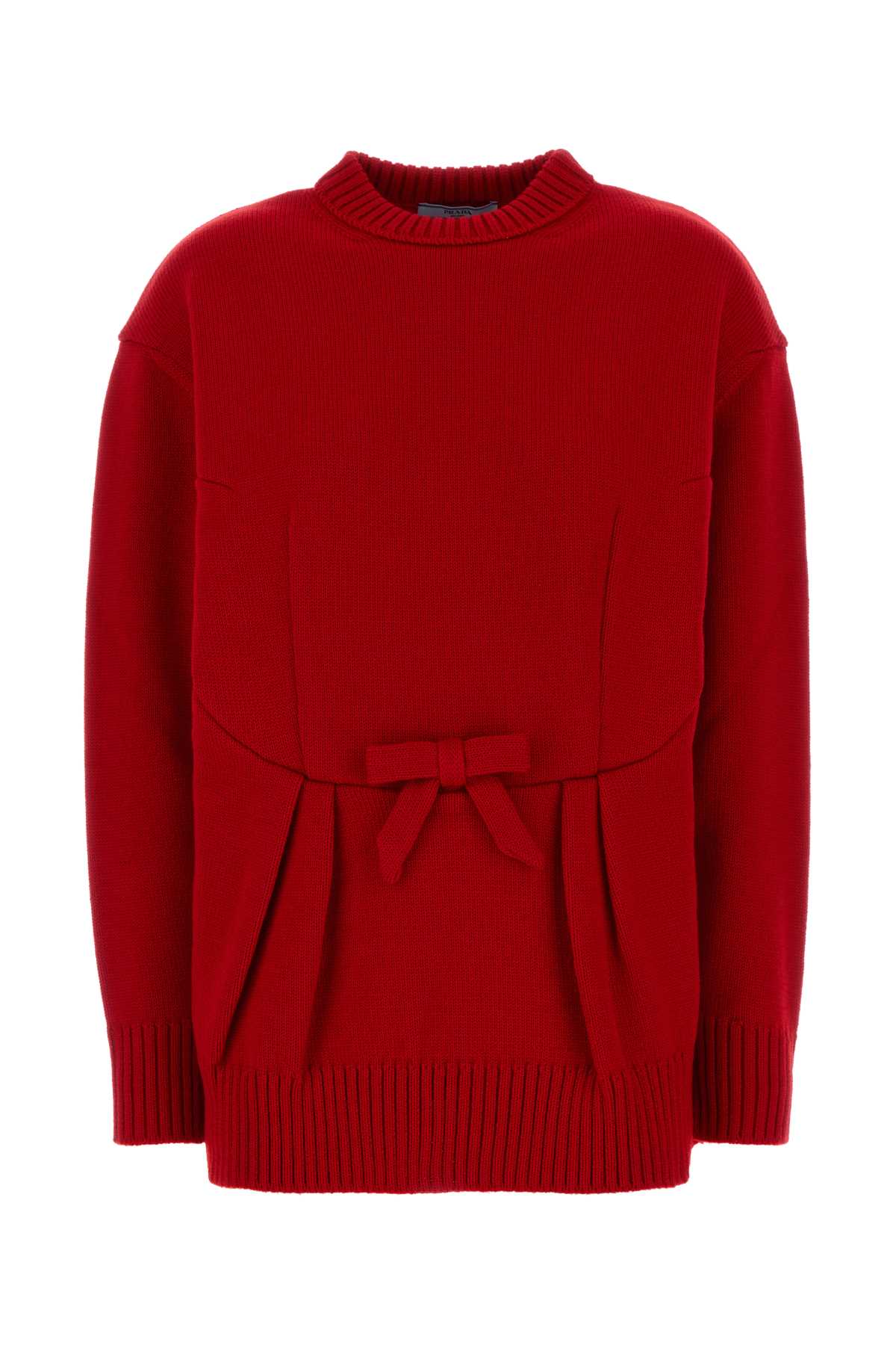 Prada Bow-detail Sweater In Red
