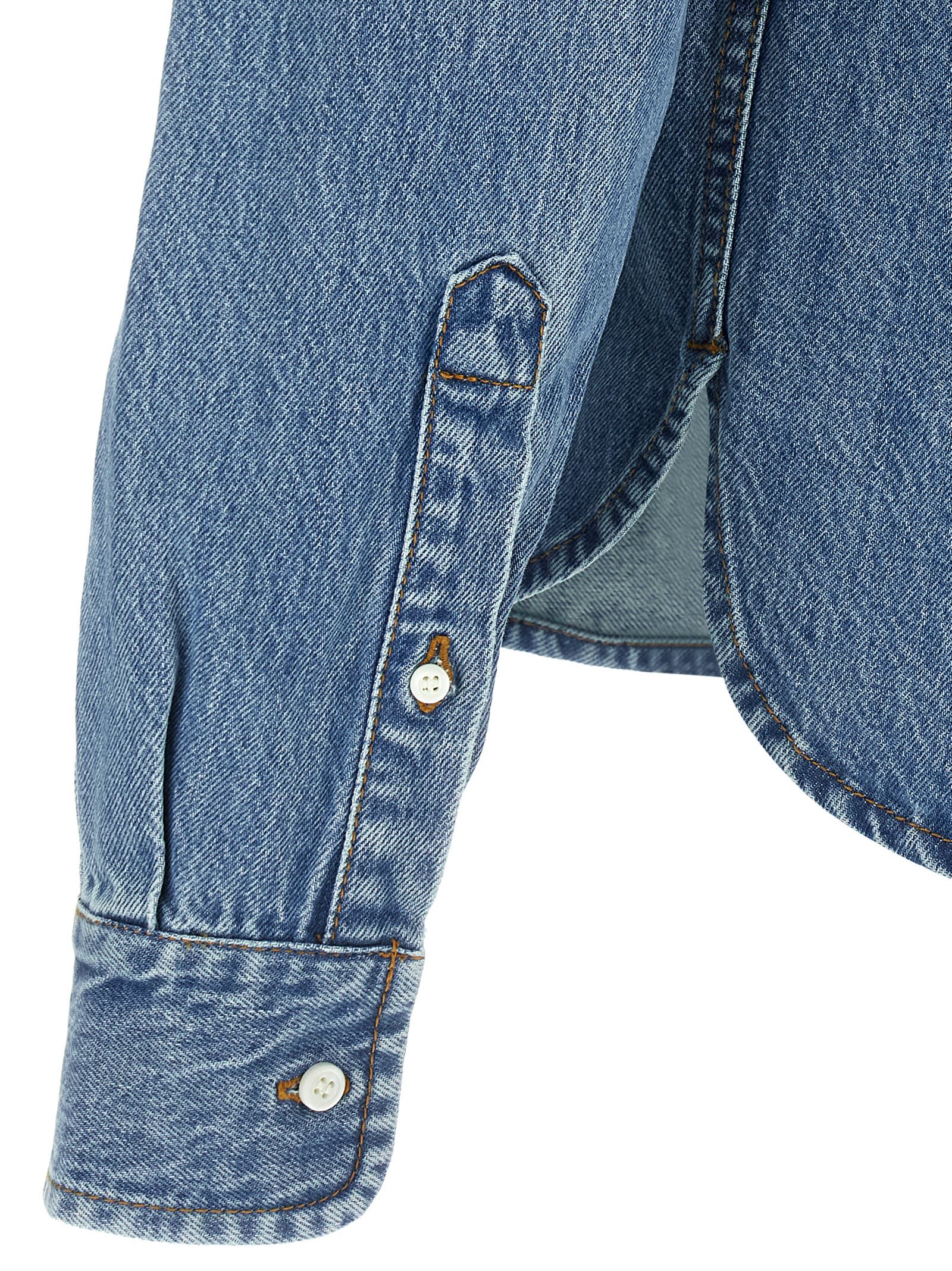 Jacquemus La Chemise De-nimes Simon With Embroidered Logo Clothing In Blue