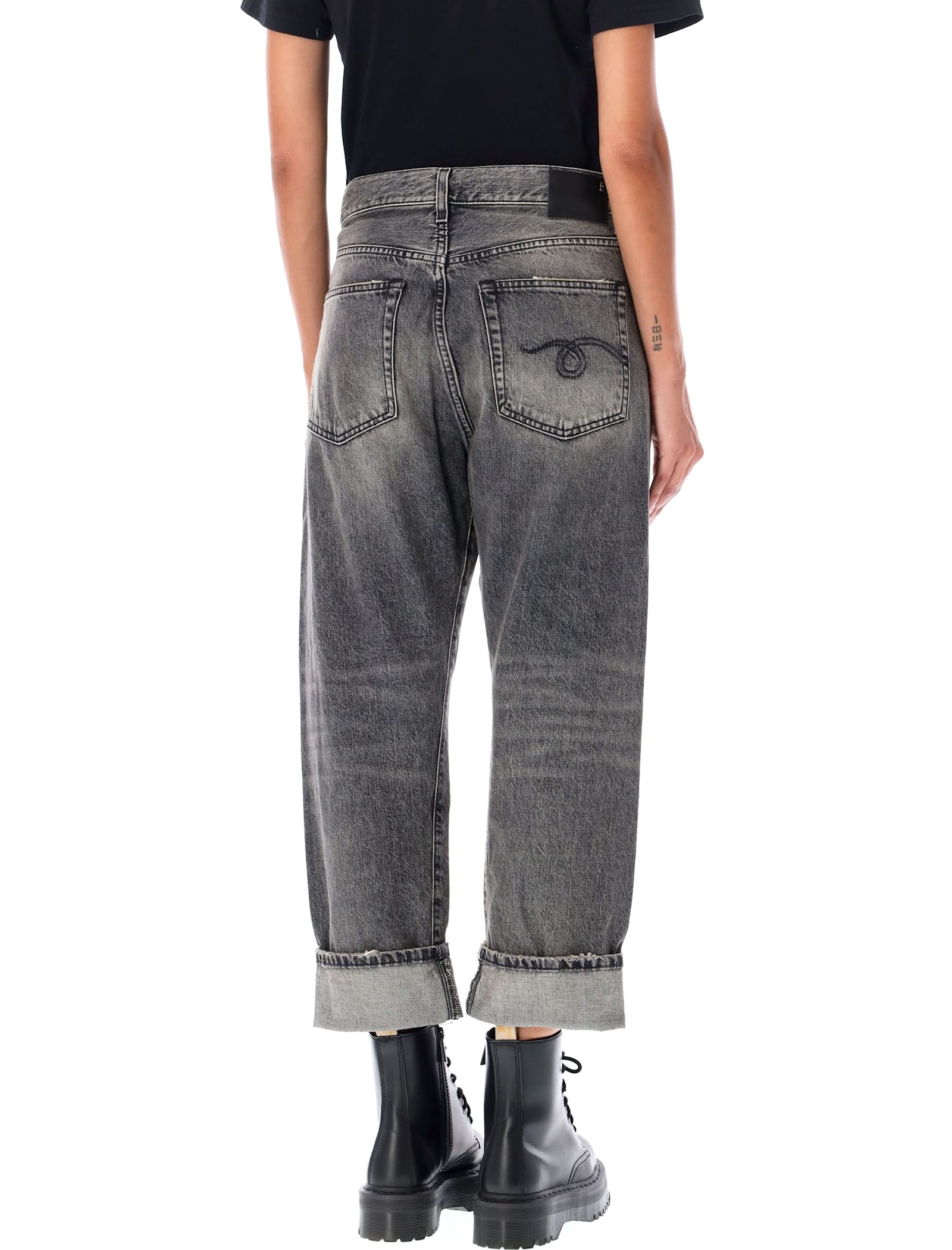 R13 Cross Over Jeans In Gray