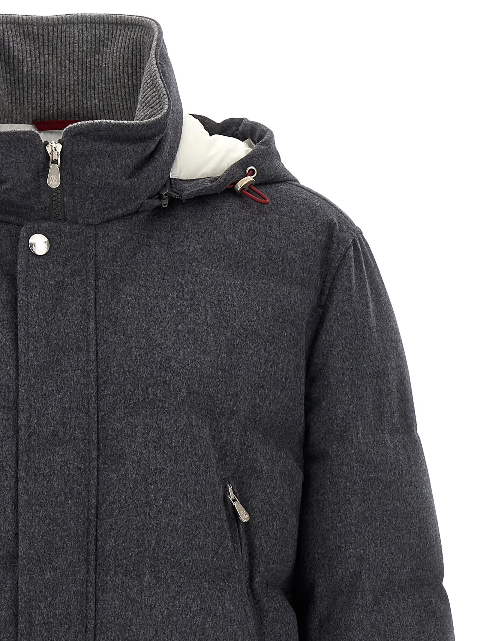 Brunello Cucinelli Long Sleeve Cotton Coat In Gray