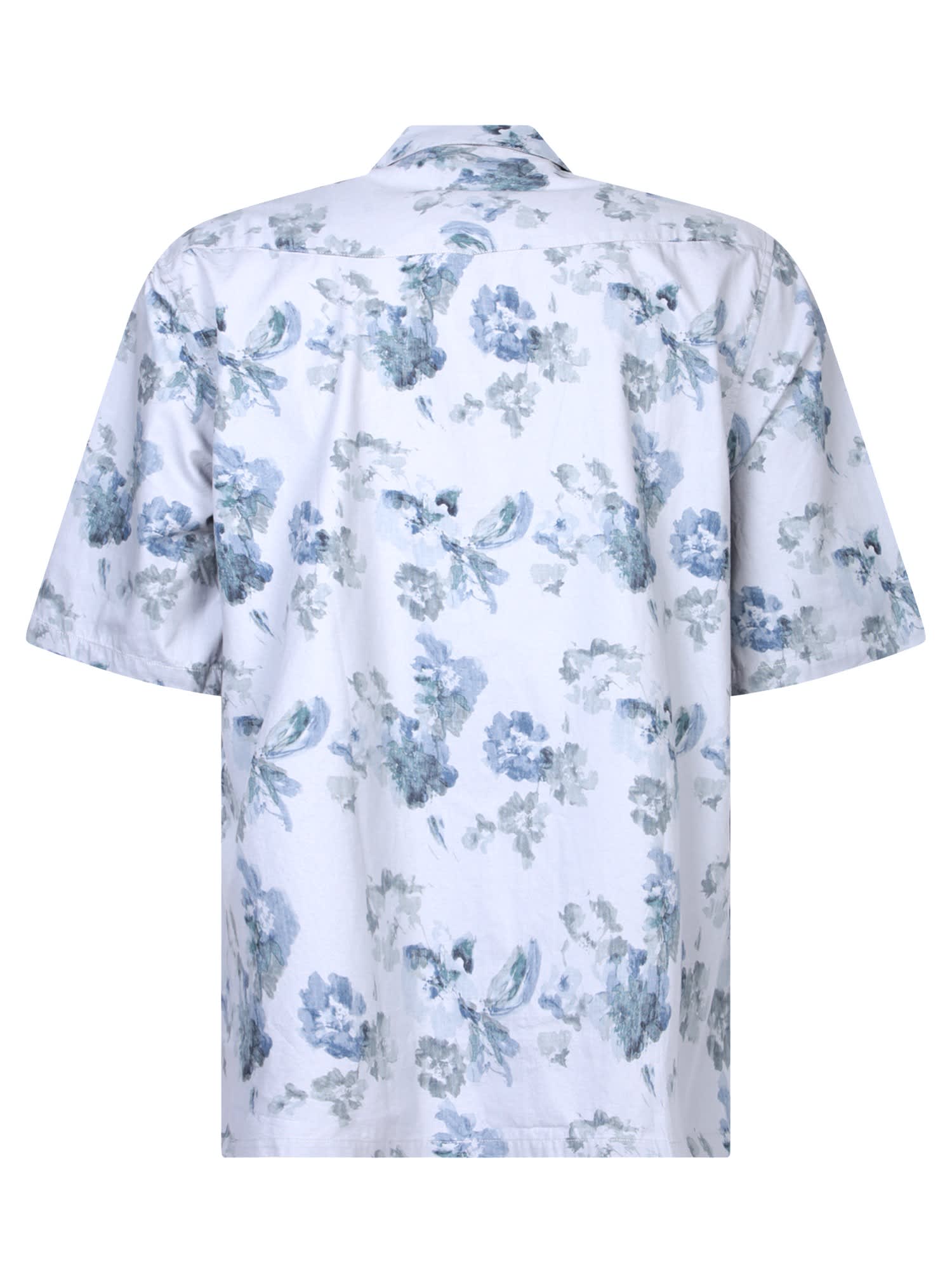 Shop Officine Generale Short Sleeves Light Blue Shirt