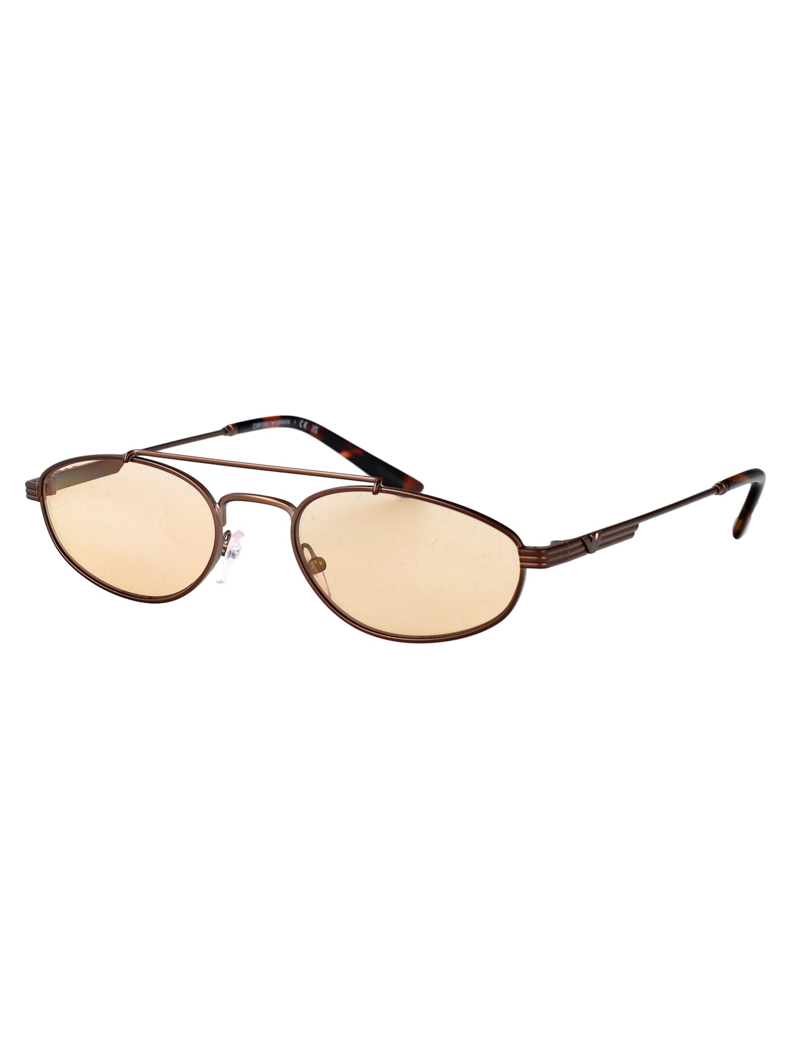 Emporio Armani Matte Bronze Orange Metal Sunglasses In Gold