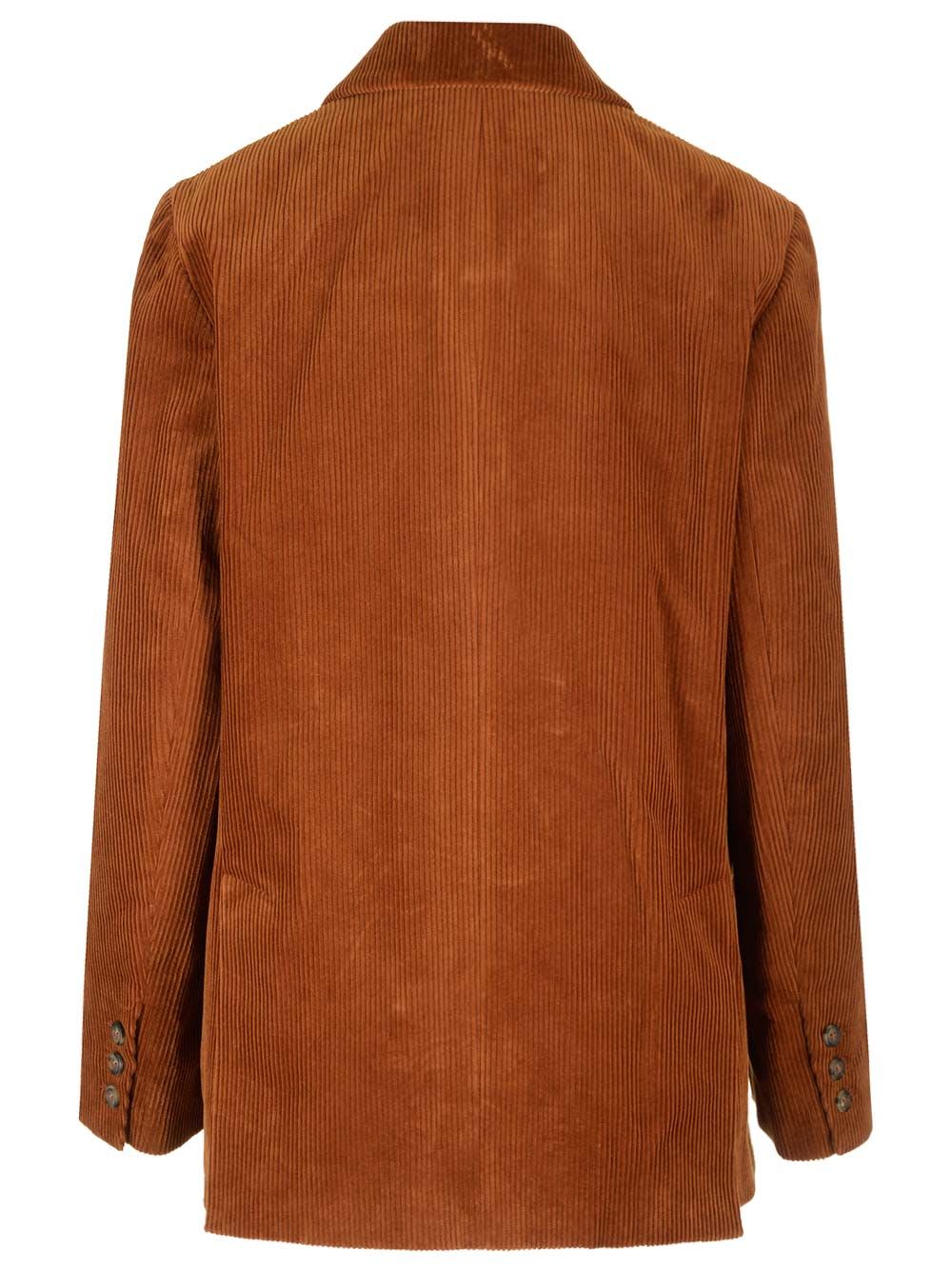 Shop Apc Double-breasted Jacket In Brown