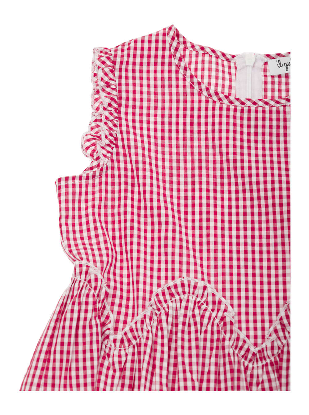 Shop Il Gufo Red Sleeveless Check Print Dress In Cotton Girl