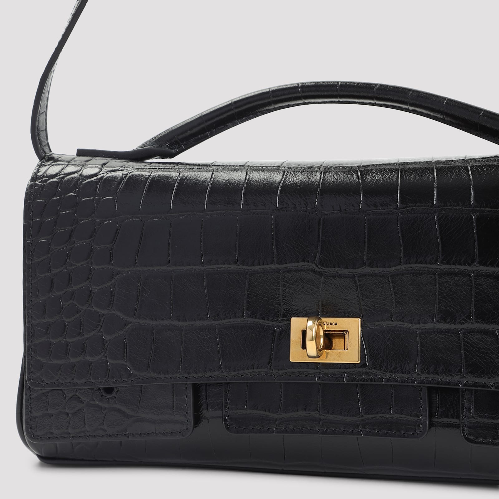 Balenciaga Bel Air Small Clutch With Shoulder Strap In Black