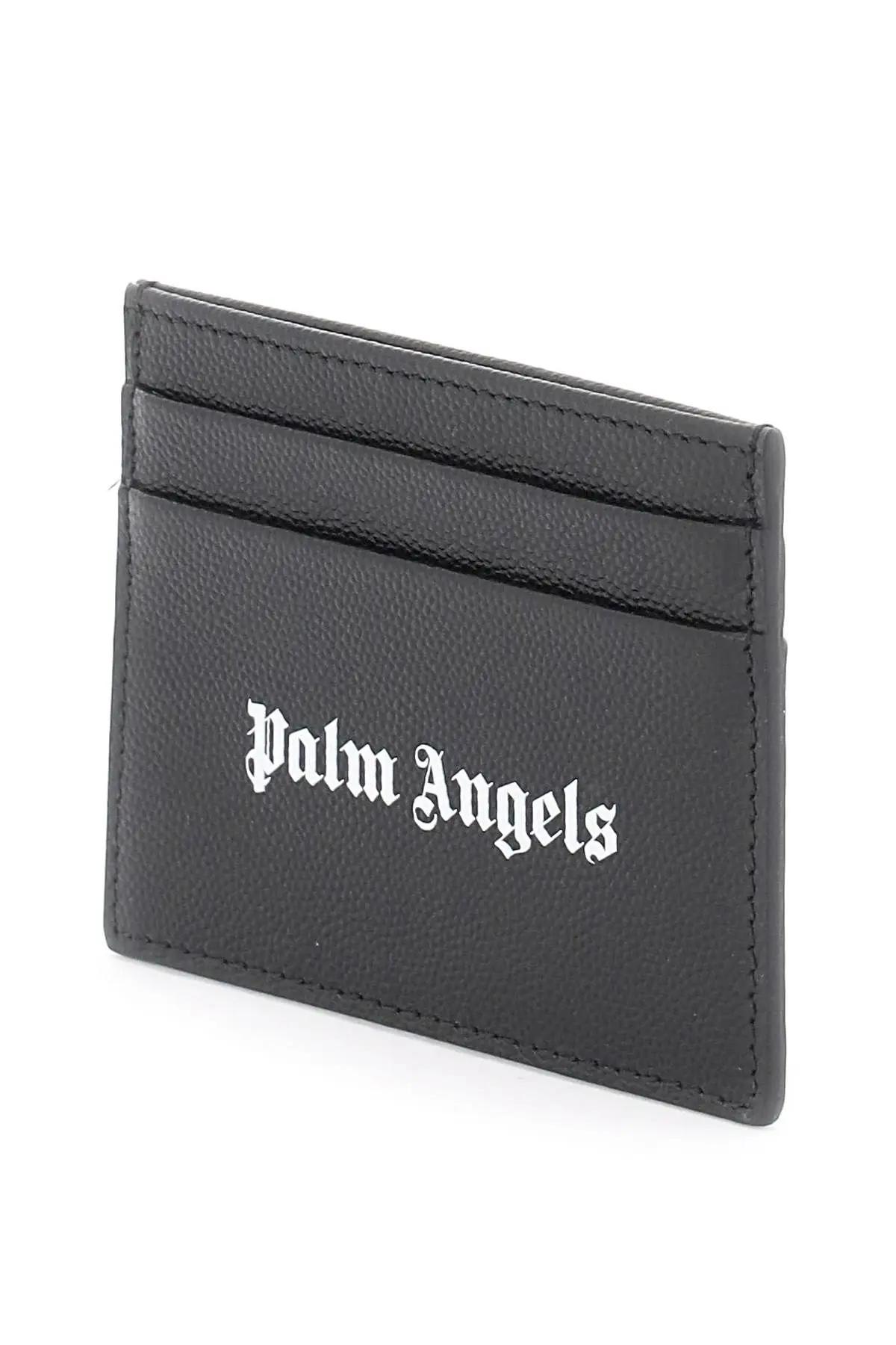 Shop Palm Angels Logo Caviar Card Holder In Black