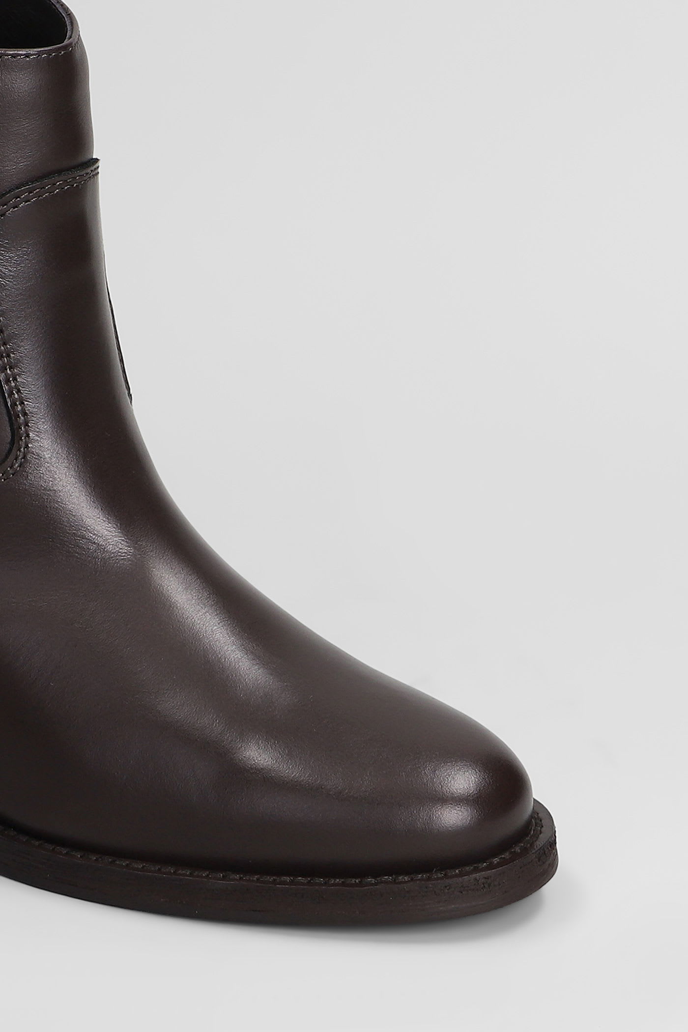 Via Roma 15 Ankle Boots Inside Wedge In Dark Brown Leather In Brown