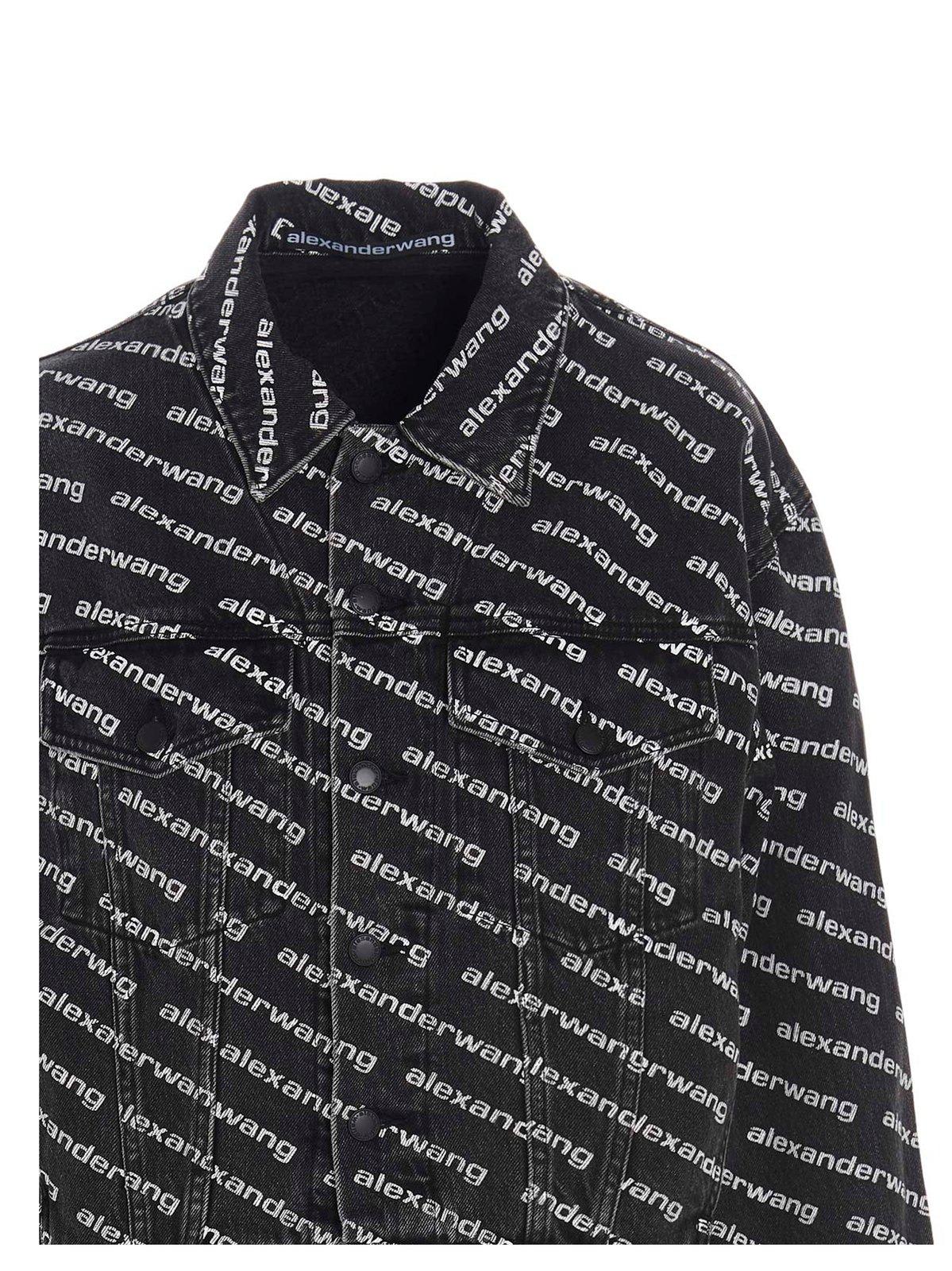 Shop Alexander Wang All-over Logo Printed Jacket In Grey