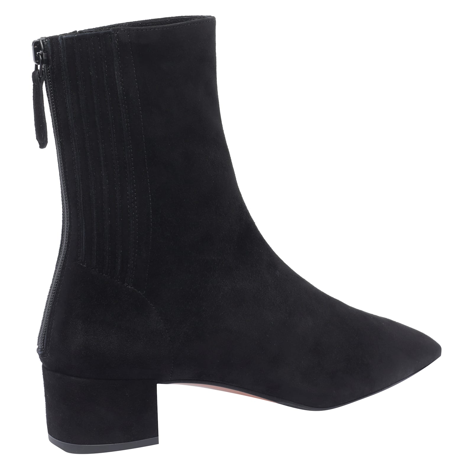 Aquazzura Pointed Toe Suede Ankle Boots With Block Heel