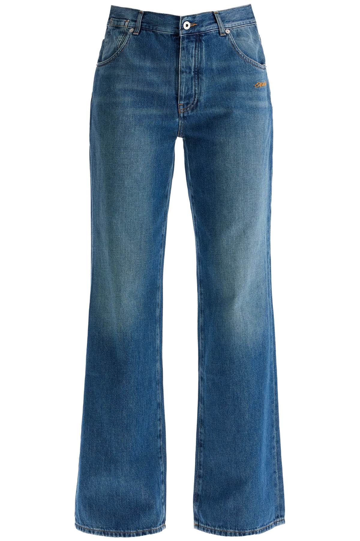 Shop Off-white Wide Leg Jeans In Medium Blue - No Color (blue)