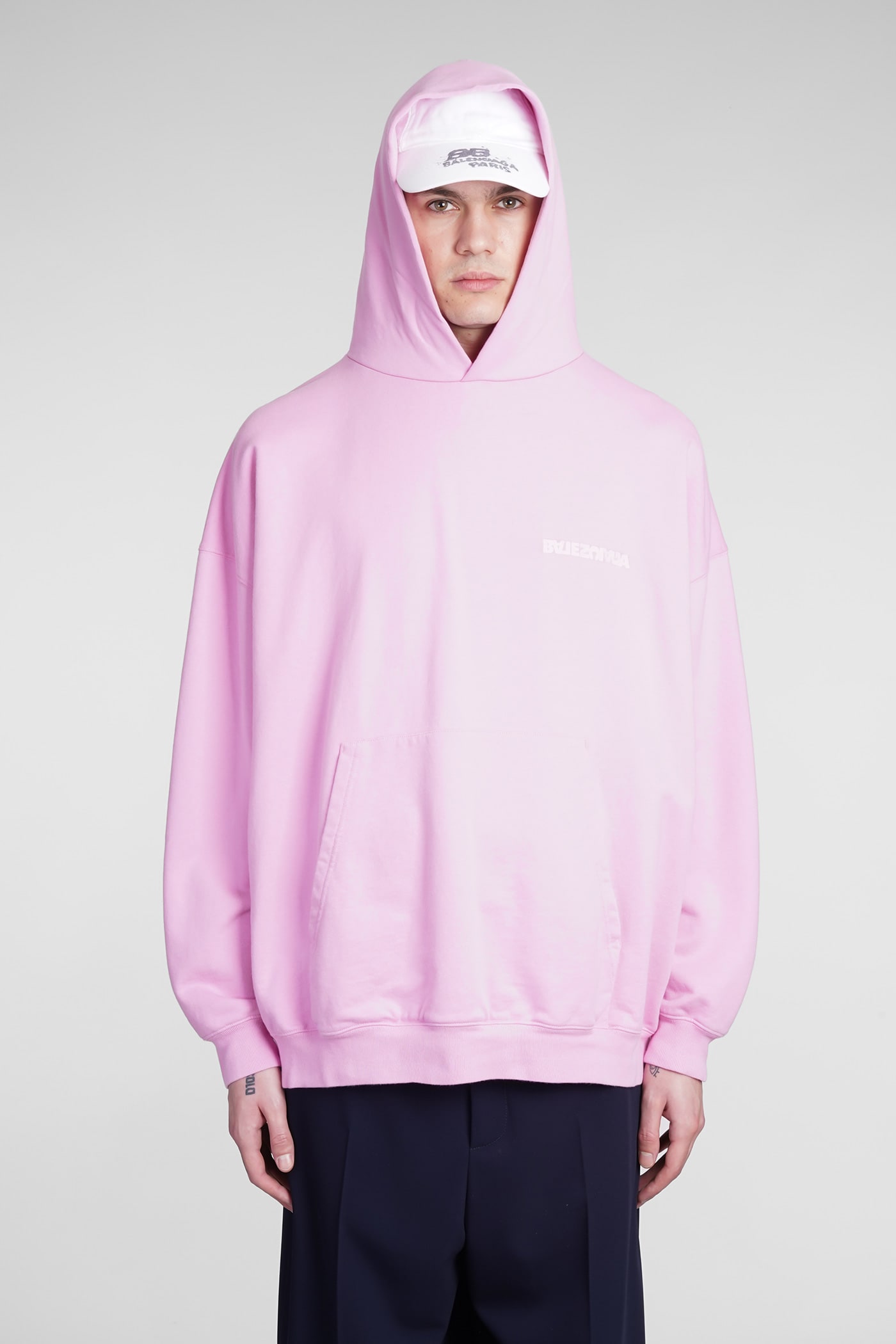Balenciaga Sweatshirt In Rose-pink Cotton