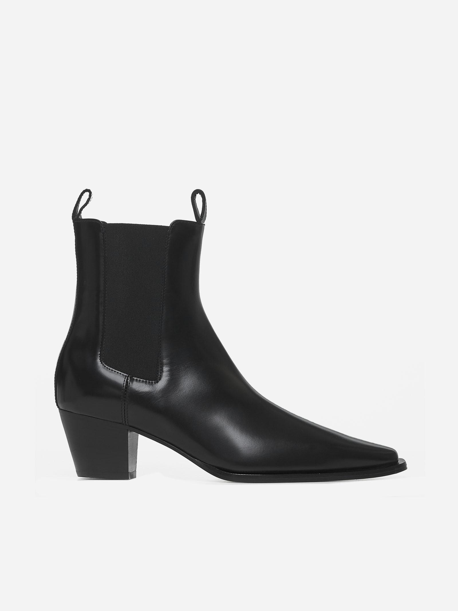 Shop Totême The City Leather Chelsea Boots In Black