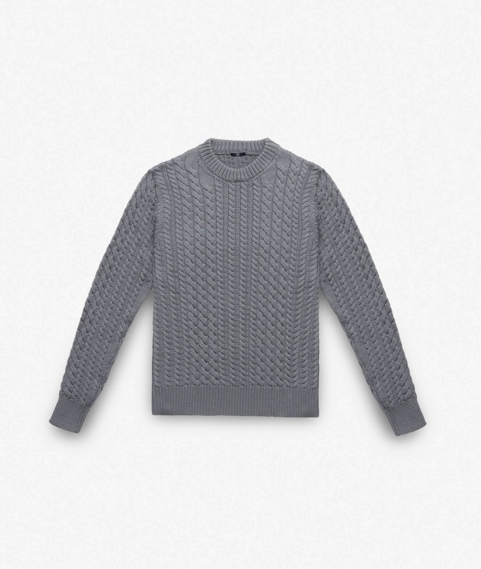 Larusmiani Cable Knit Sweater Col Du Pillon Sweater In Lightgray