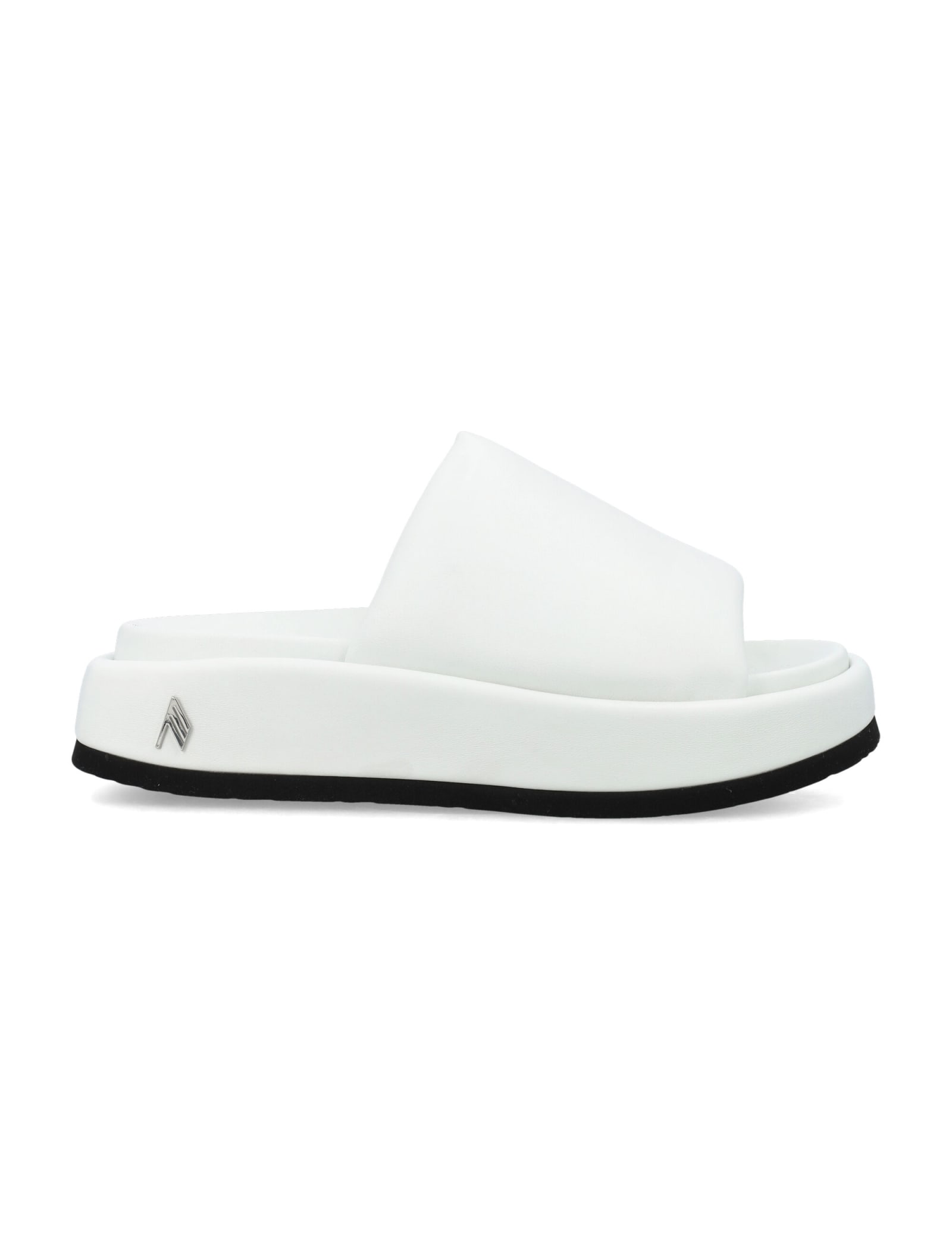 Attico Mia Leather Flatform Slides In White