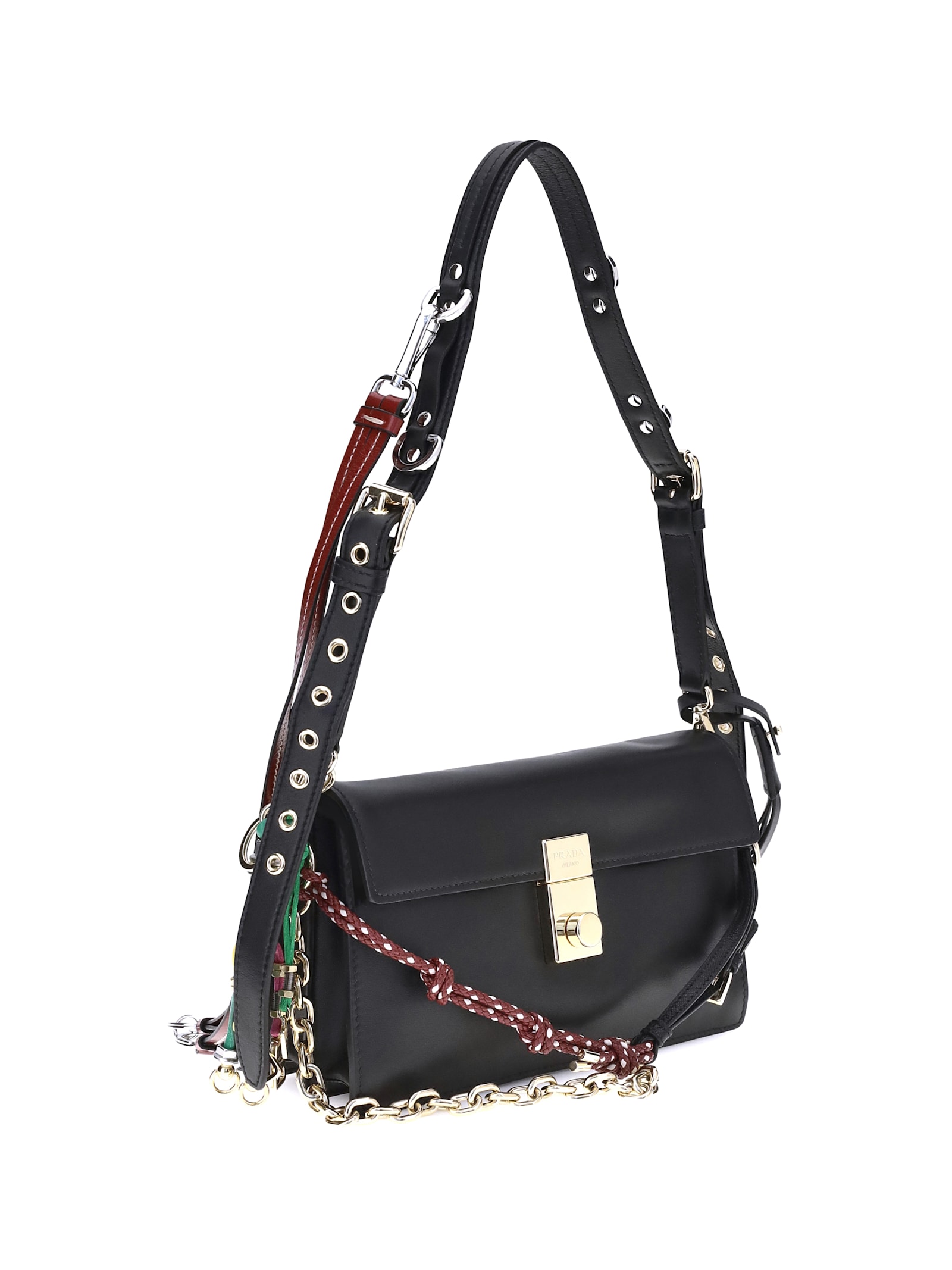 Prada Soft Sound Small Shoulder Bag In Black
