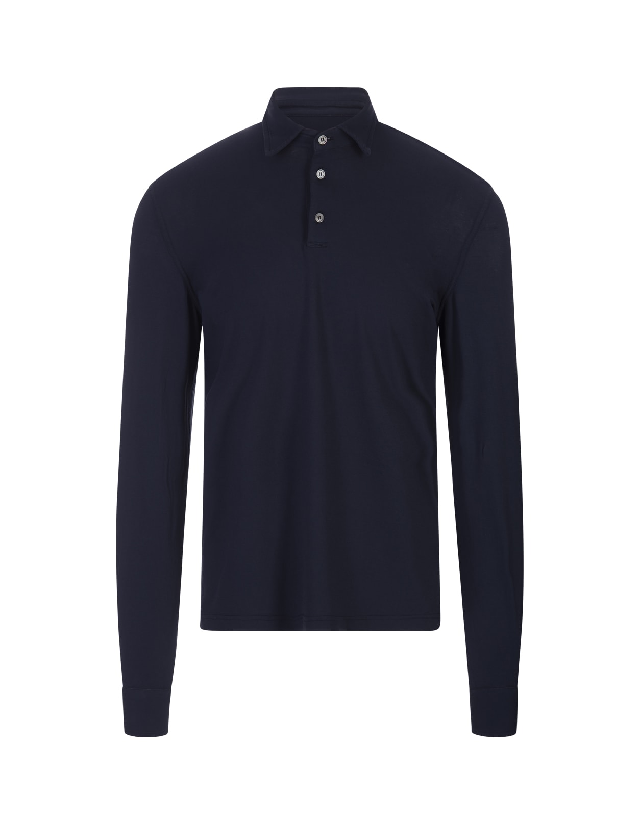 Shop Fedeli Night Blue Long Sleeve Polo Shirt