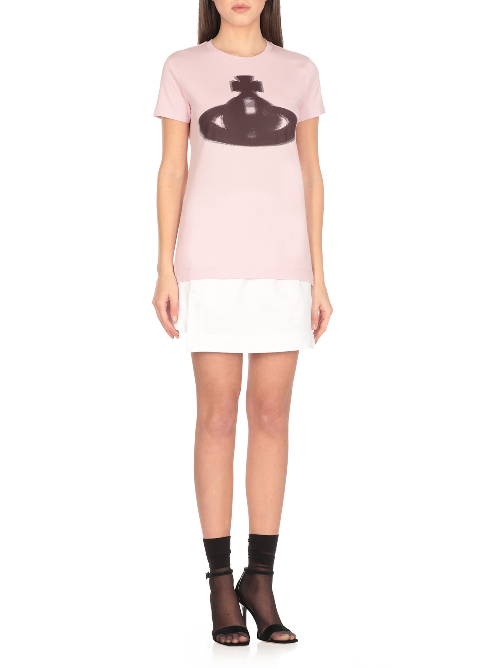 Vivienne Westwood Crew Neck Graphic Print Spray-paint Effect Top In Pink