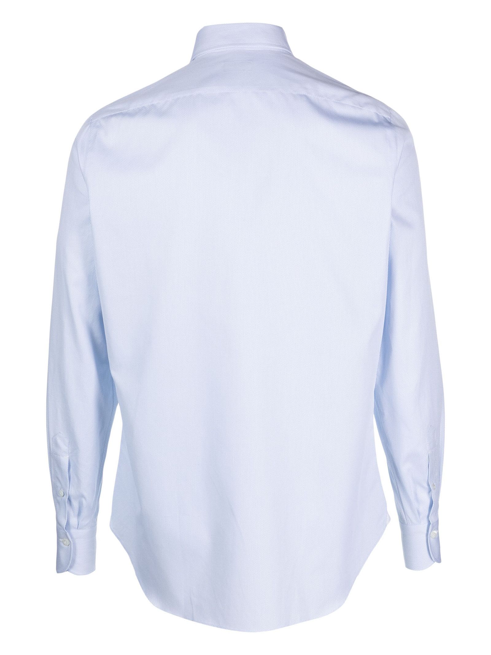 Shop Finamore Light Blue Cotton Shirt